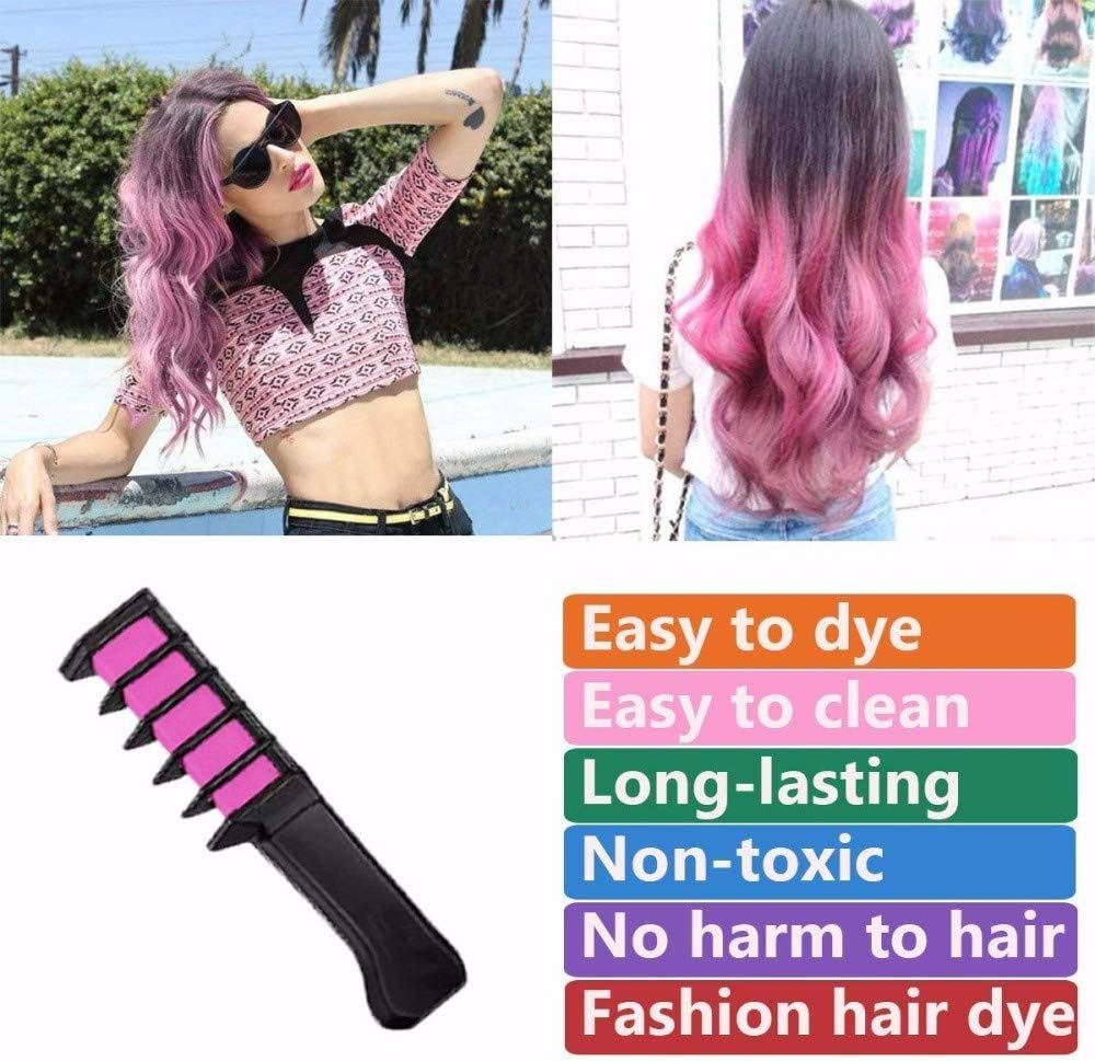 6 Colors Mini Disposable Personal Use Hair Chalk Color Comb Dye Kits Temporary Party Cosplay Salon Hair Coloring TSLM2