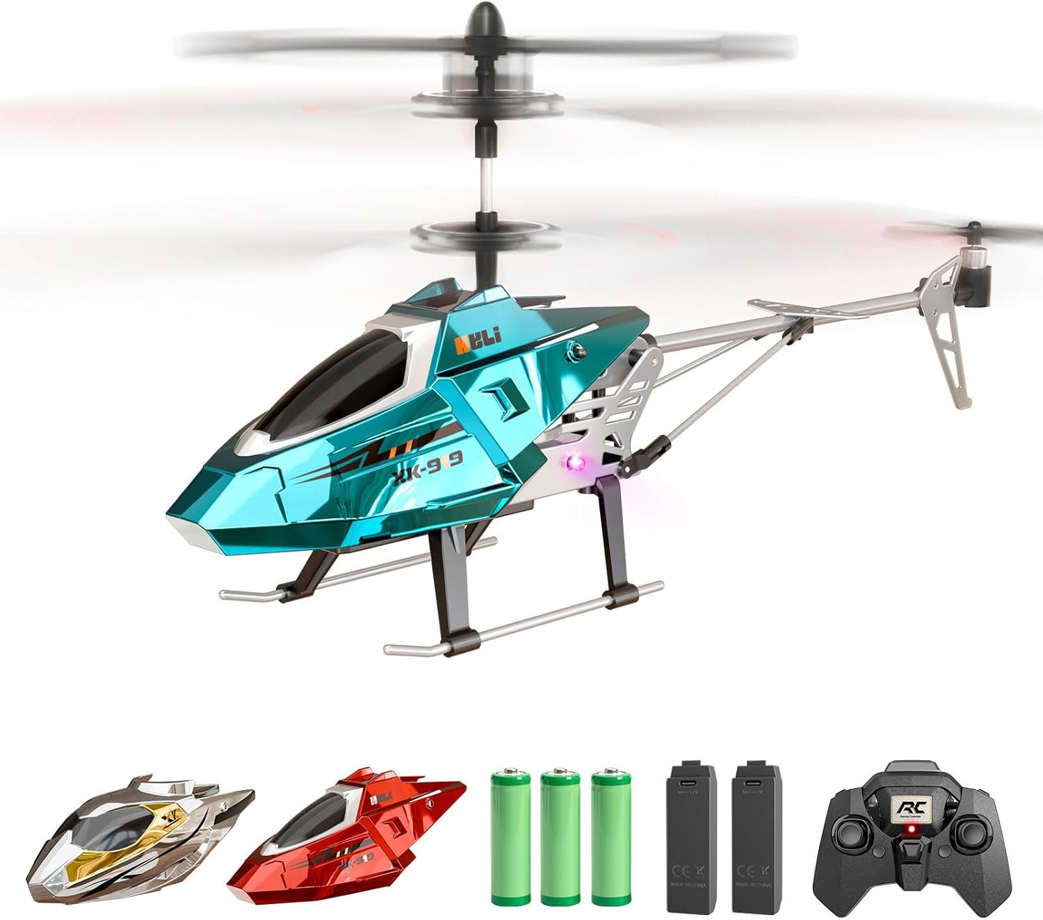 RC Helicopter Remote Control Helicopter, 2.4Ghz RC Plane with LED Lights, One-Key Take Off/Land, Altitude Hold, Easy to Fly, Remote Control Plane Aeroplane Toys Gifts for Kids Boys 8+