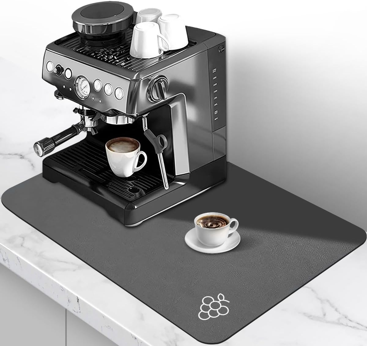 Proxima Direct 50 X 60CM Coffee Mat Hide Stain Rubber Backed Absorbent Dish Drying Mat Coffee Machine Mat Coffee Accessories for Kitchen Counter for Countertops Decor Service Spill Mat image number 2