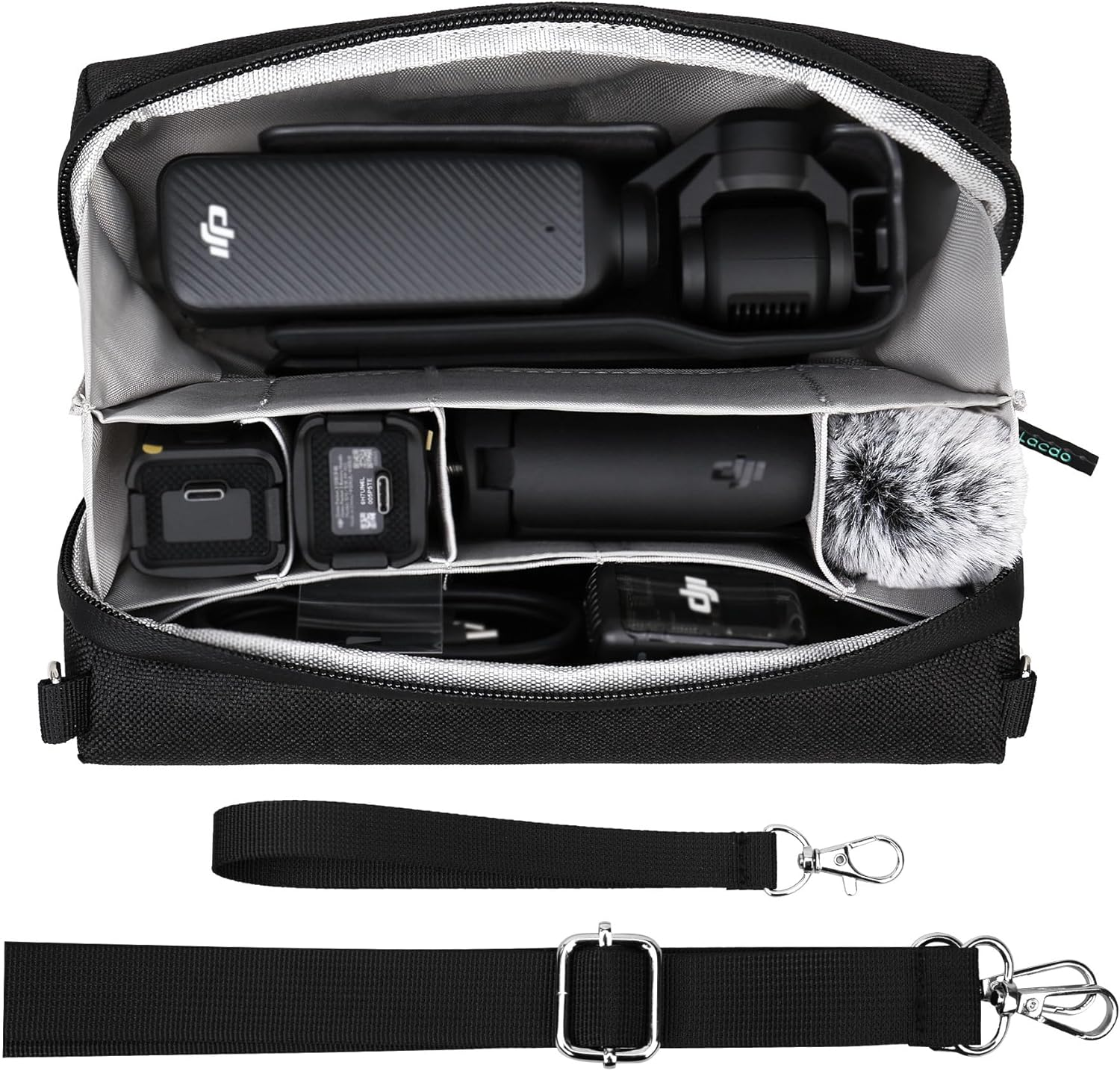 Lacdo Carrying Case for DJI Osmo Pocket 3, Carrying Bag for DJI Osmo Pocket 3 Creator Combo Accessories, Portable Travel Storage Bag Osmo Pocket 3 Case, All in One Carry Bag with Shoulder Strap, Black