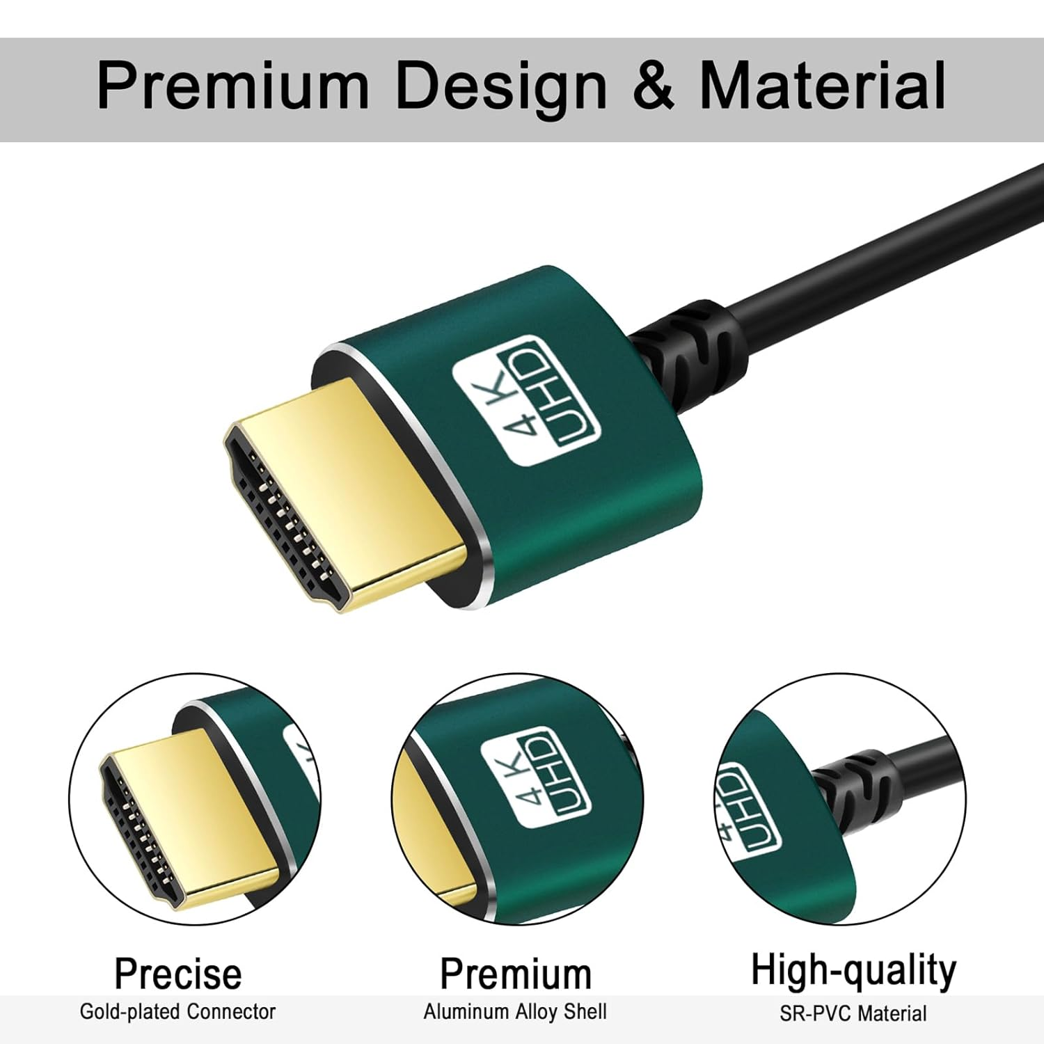 Thsucords Micro HDMI to HDMI Cable 3M, Ultra Slim & Flexible HDMI Micro Cable Supports 3D/4K@60Hz/18Gbps/2160P/1080P image number 2