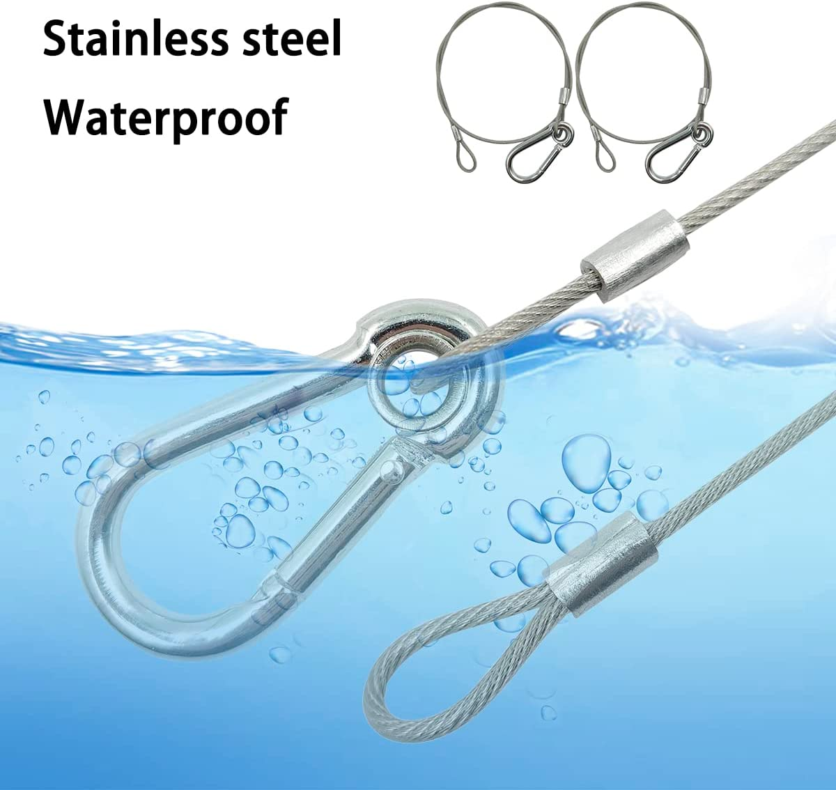 Stage Lighting Safety Cables,Yucool 6Pcs 20Inch/50Cm Stainless Steel Stage Light Safety Cables Stainless Steel Safety Rope for DJ Stage Lighting Par Light Moving Head Light image number 3