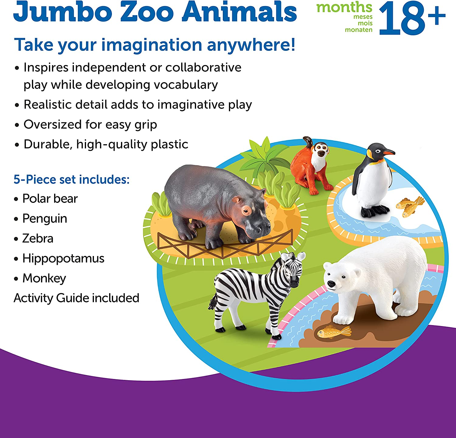 Learning Resources Jumbo Zoo Animals, Multi, LER0788 image number 5