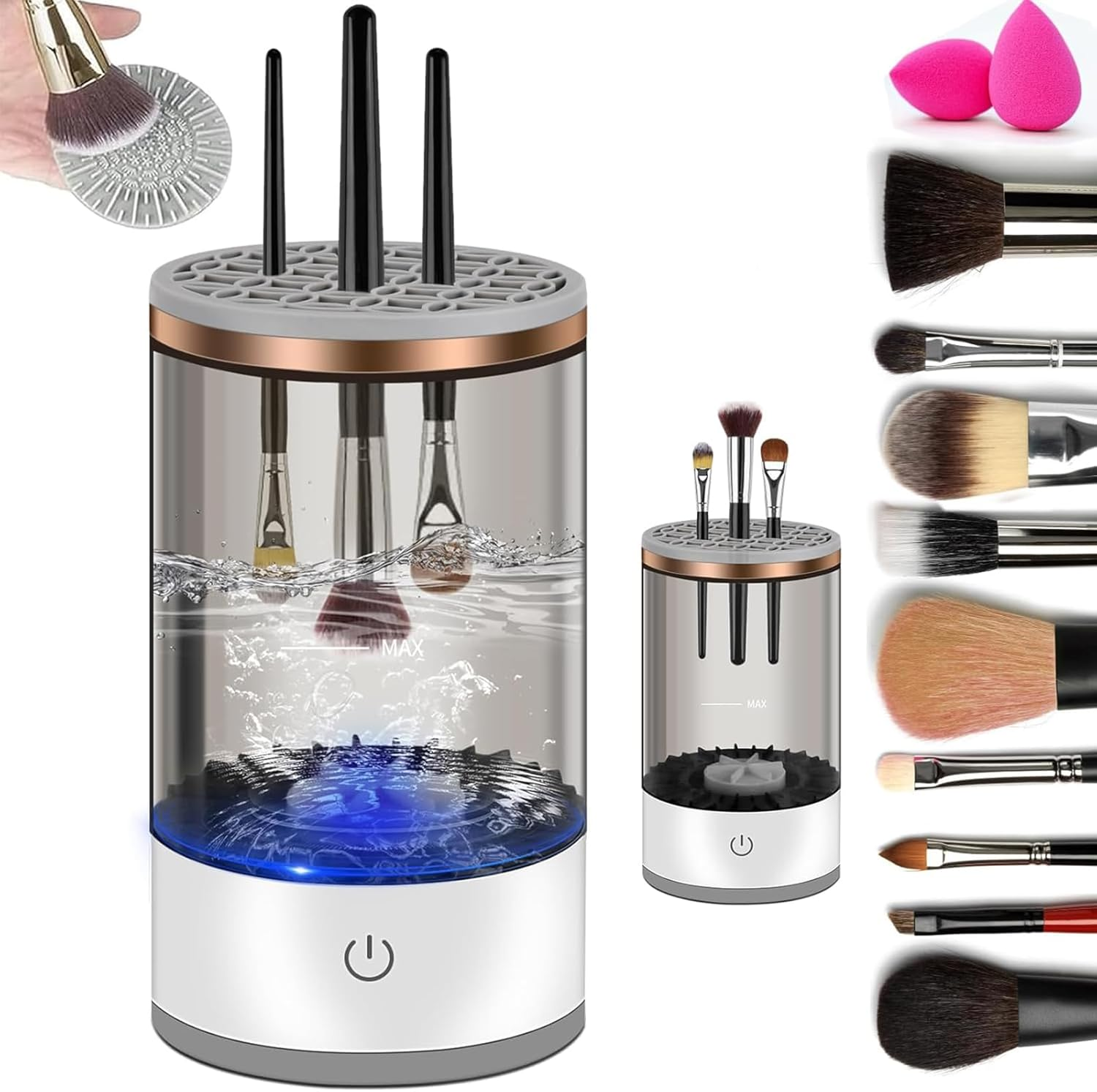 Annuoyi Electric Makeup Brush Cleaner,Automatic Spinning Cosmetic Brush Cleaner Machine with Brush Clean Mat USB Charging,For All Size Beauty Makeup Brushes Set