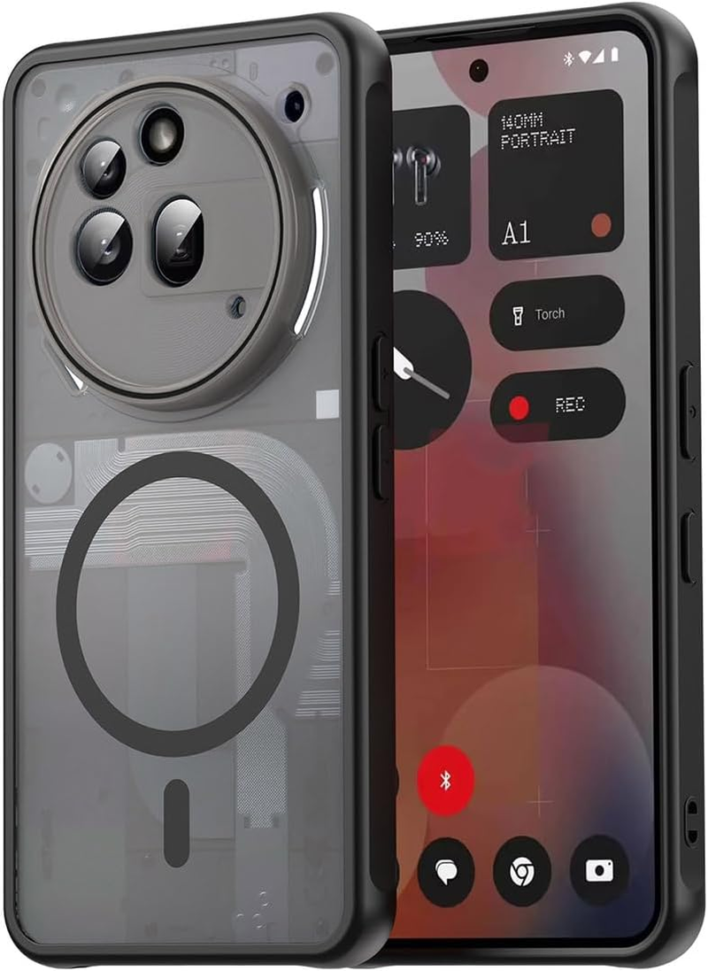 UPLAI Case for Nothing Phone (3A) Pro, Slim Shockproof Magnetic Mobile Phone Case, Premium PC + TPU Silicone Bumper Stylish Translucent Frosted Matt Protective Case Black image number 4