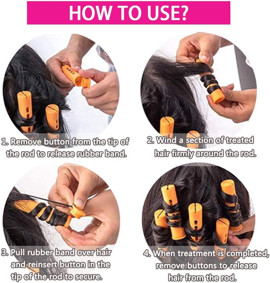 60Pcs Perm Rods Set for Natural Hair Cold Wave Rods Hair Rollers for Women'S Long Medium Short Hair Curler Styling DIY Hairdressing Tools（Orange） image number 5