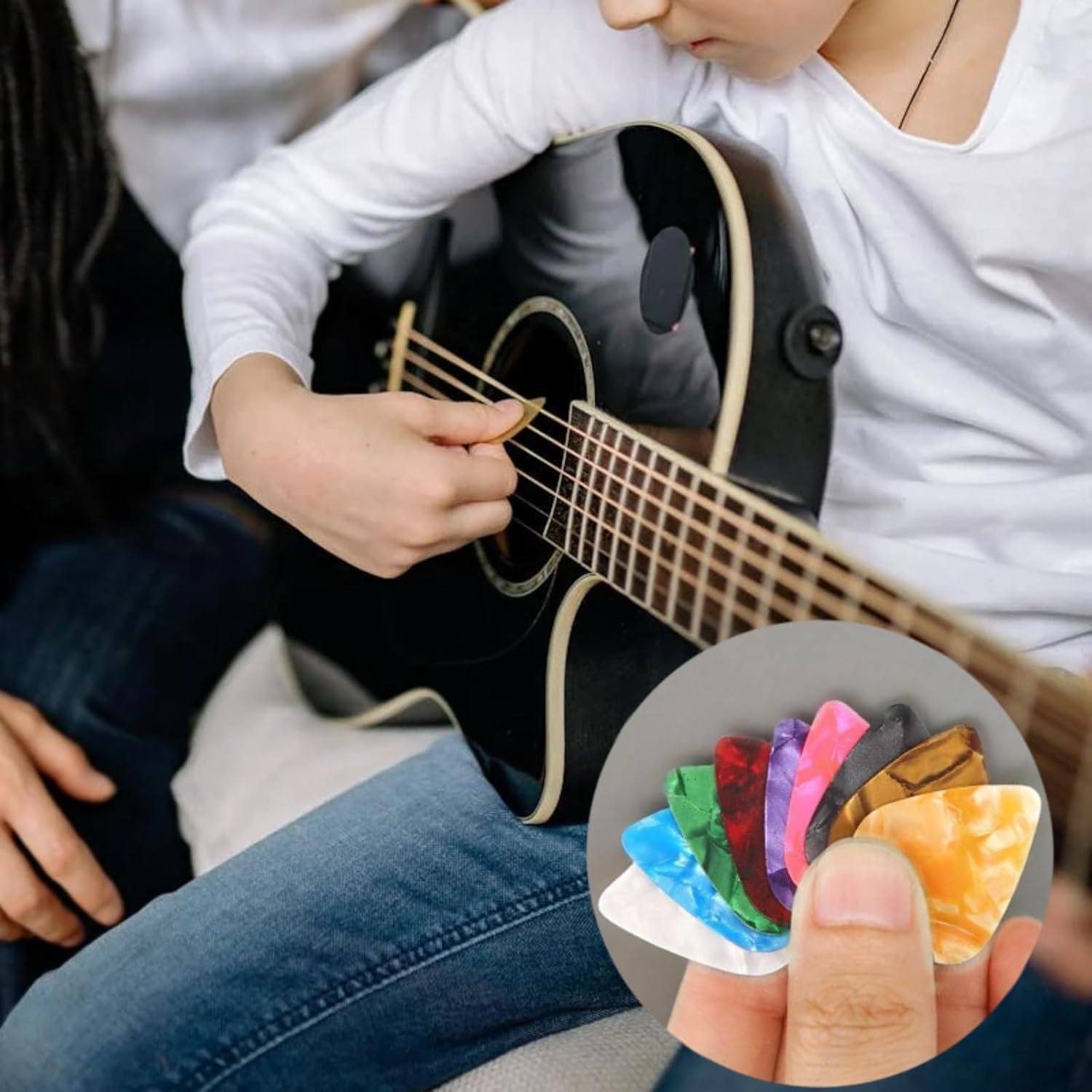 21 Packs Guitar Picks with Organizer Box Bass Picks Thin, Medium & Heavy 3 Different Thickness for Electric Acoustic Guitars Ukulele Bass, Guitar Gifts for Men Women Players image number 5