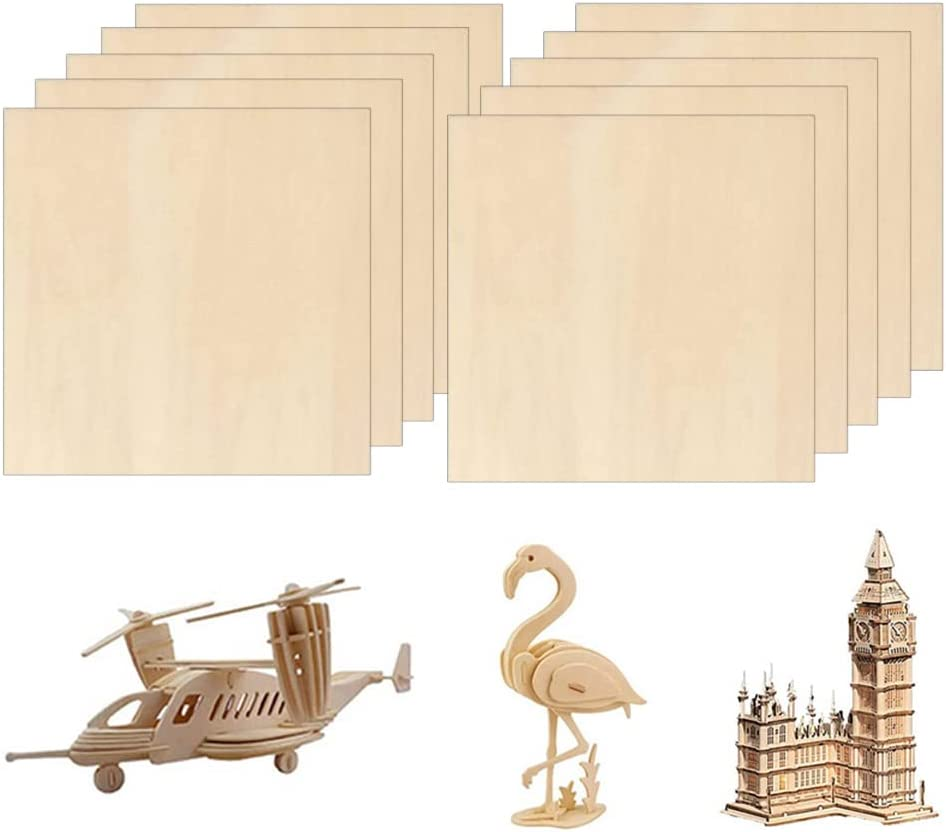 Rectangle Unfinished Unpainted Basswood Wooden Sheets for Craft DIY Hand-Made Project Mini House Building Architectural Model Pack of 10 (150 * 150 * 1.5) image number 1