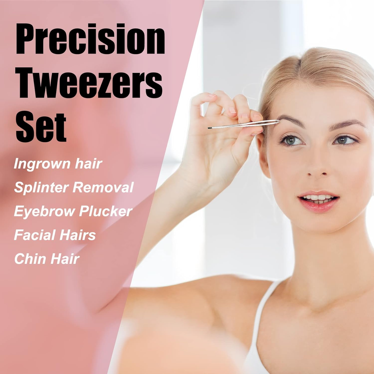 Lepinko 2PCS Tweezers Set for Women and Men, Precision Tweezer Kit for Ingrown Hair, Facial Hairs, Chin Hair, and Splinter Removal, Professional Eyebrow Plucker Tweezers, Silver image number 2