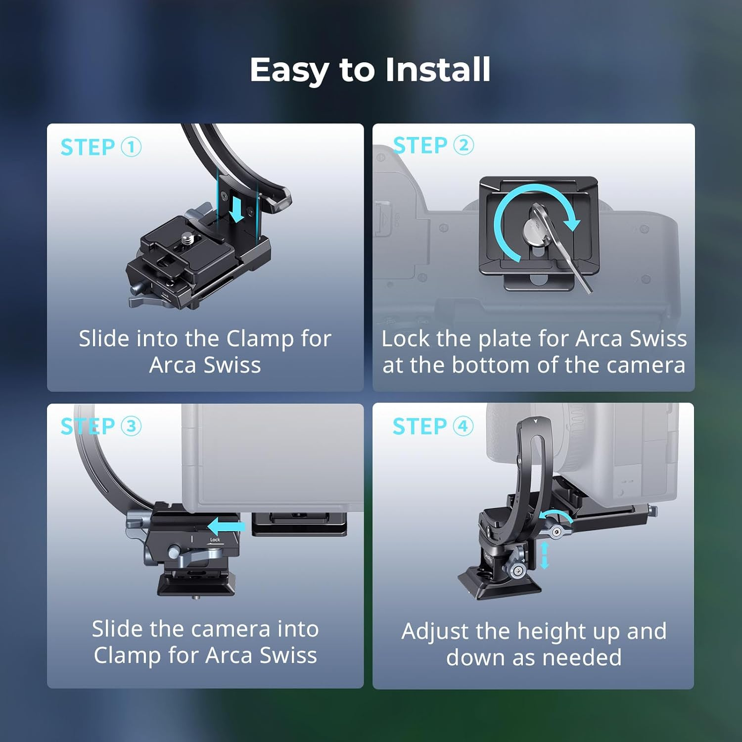 Smallrig Horizontal-To-Vertical Mount Plate Kit for Mirrorless Cameras, for Sony, for FUJIFILM, for Nikon, for Canon, Tripod Mount Ring Lens Mount with Arca Type Quick Release Plate - 4349 image number 6