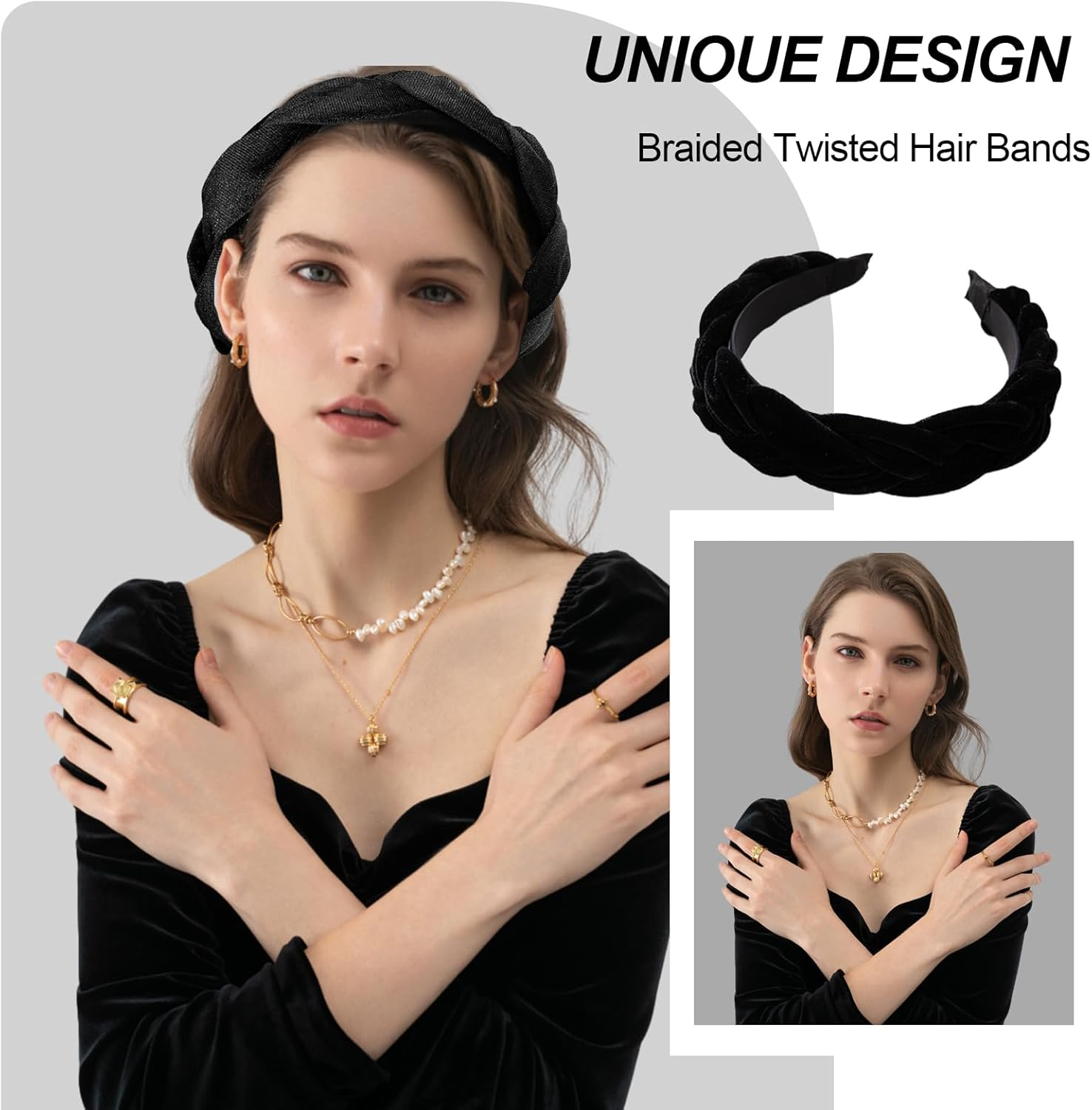 Women'S Headband, Black, Headband for Headband, Braided Headband, Women'S Headbands, Braided with Elastic, Adjustable Hair Bands, Cross Braiding Hair Band Accessories, Headband Oktoberfest image number 1