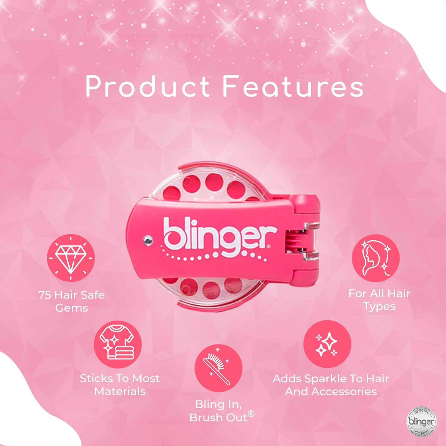 Blinger&trade; Deluxe Set, Radiance Collection, Comes with Glam Styling Tool & 150 Gems - Load, Click, Bling! Hair, Fashion, Anything! (Amazon Exclusive) image number 4
