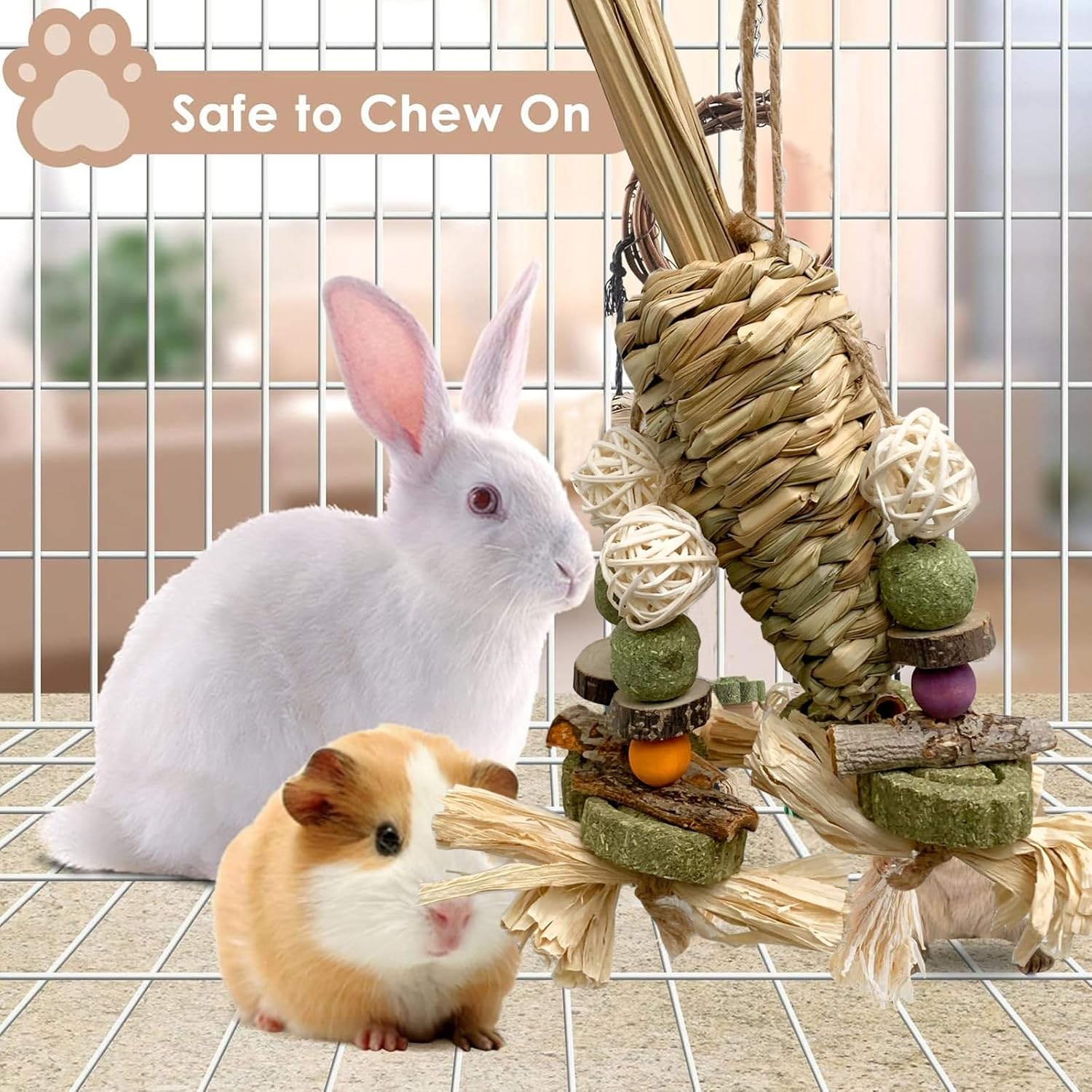 Rabbit Chew Toys for Bunny, Chew Toy Tooth Care Molar Tool Playing Rabbit Toy for Small Animal, Hamsters, Guinea Pigs image number 6