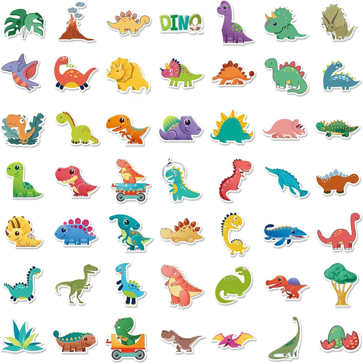 100PCS Dinosaur Stickers, Cute Waterproof Cartoon Stickers for Kids, for Stationery, Luggage, Teaching Rewards(Dinosaurs) image number 5
