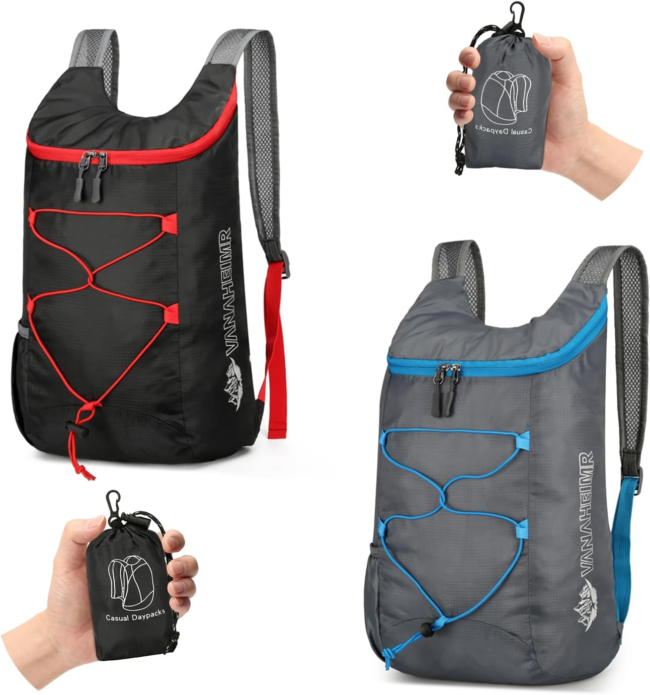 Viiotu 2 Pack Ultralight Backpack Water Resistant Travel Backpack Multifunctional Foldable for Men and Women Camping Hiking Cycling