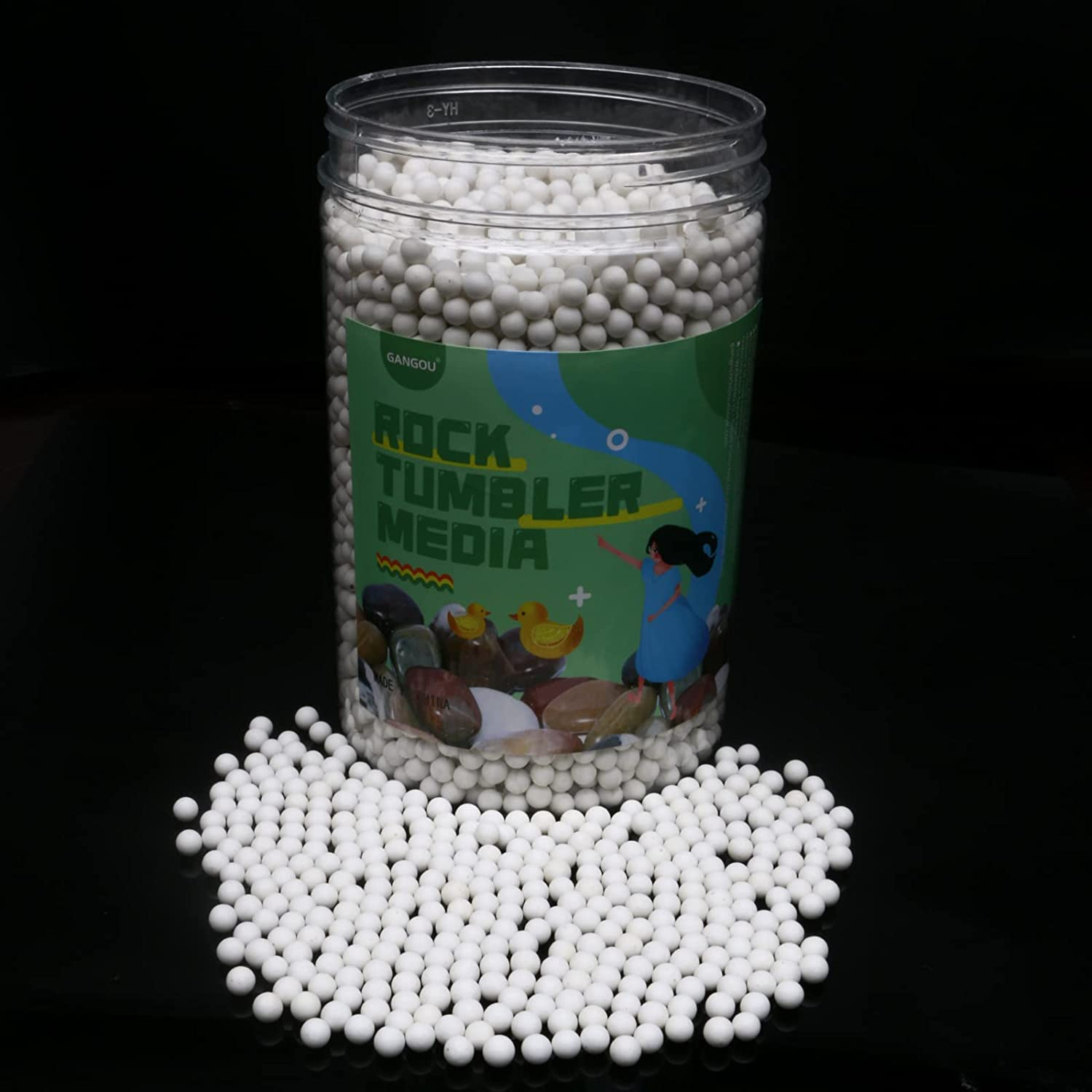 2 LB Rock Tumbler Media 3/8" Tumbling Ball Rock Tumbling Ceramic Filler Media for Use in Vibrating Tumbler or Rotating Tumblers (2Lb-5Mm) image number 1