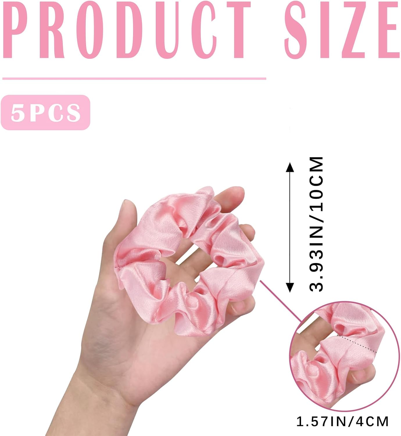 FERCAISH Pack of 5 Satin Hair Bobbles, Scrunchies Silk, Large Velvet Hair Bobbles, Elastic Hair Bands, Thick Hair Scrunchies for Women and Girls (Black) image number 6