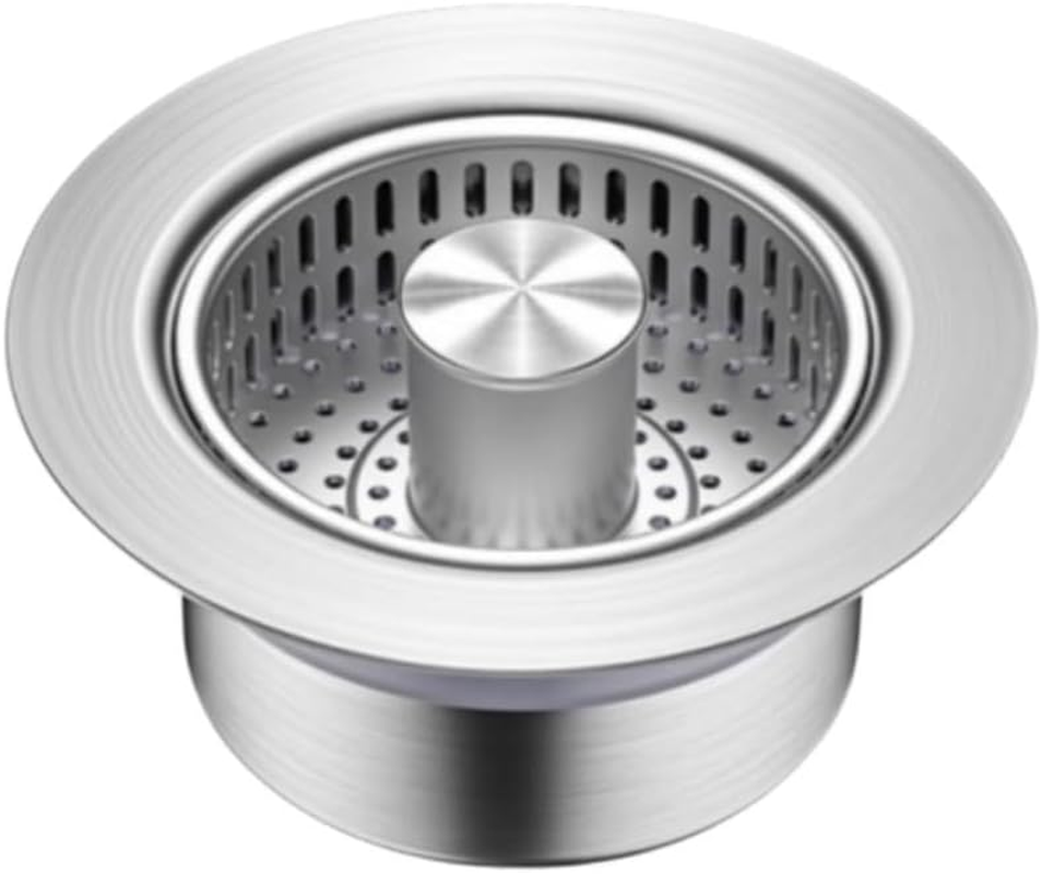 Upgraded Kitchen Sink Bounce Core Drain Strainer and Stopper, Drain Plug Filter for Bathroom Sink, Sink Stopper Kitchen Drain with Anti-Clogging Basket Strainer (Silvery, One Size) image number 4