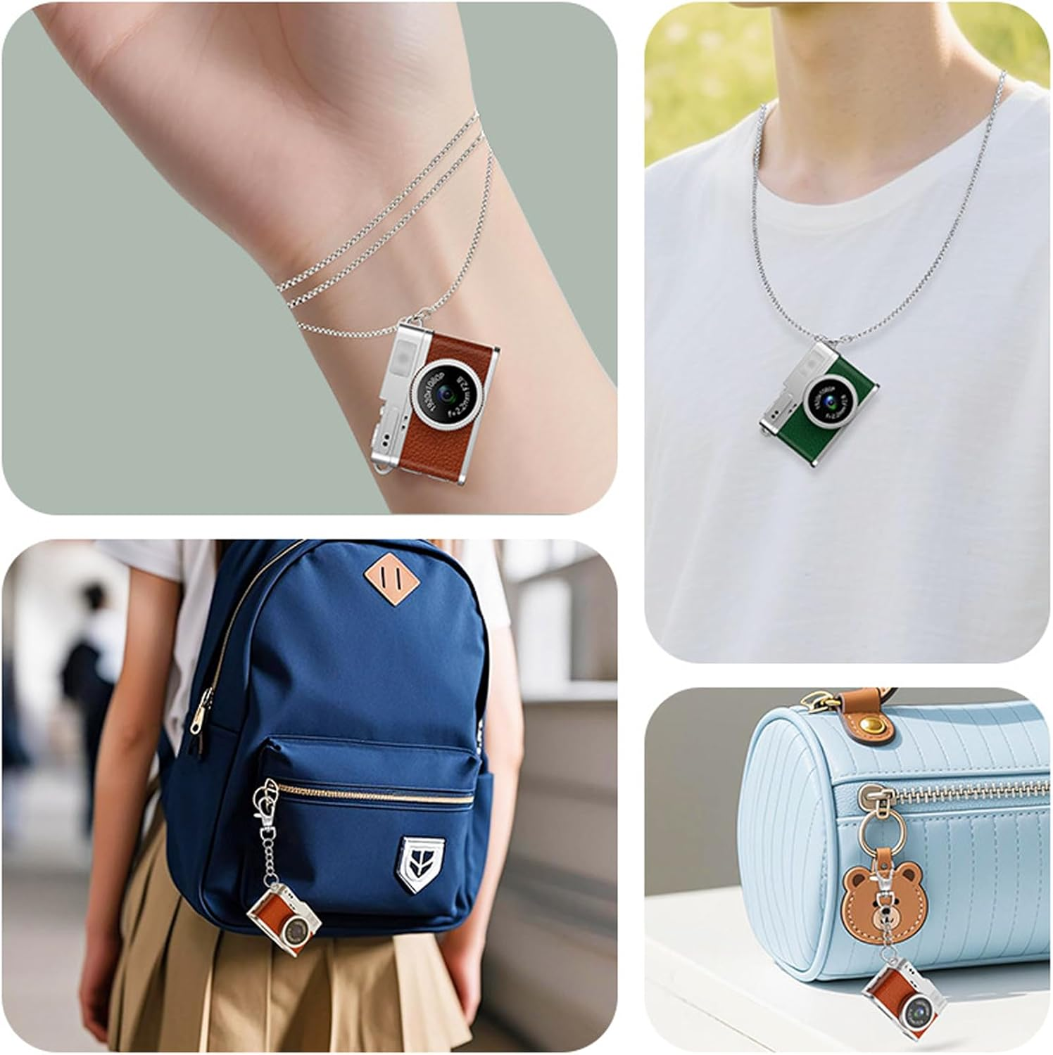 Mini Keychain Camera, 1080P Small Retro Nostalgic Camera Compact Video Recorder, for Travel Study Recording (Brown) image number 5