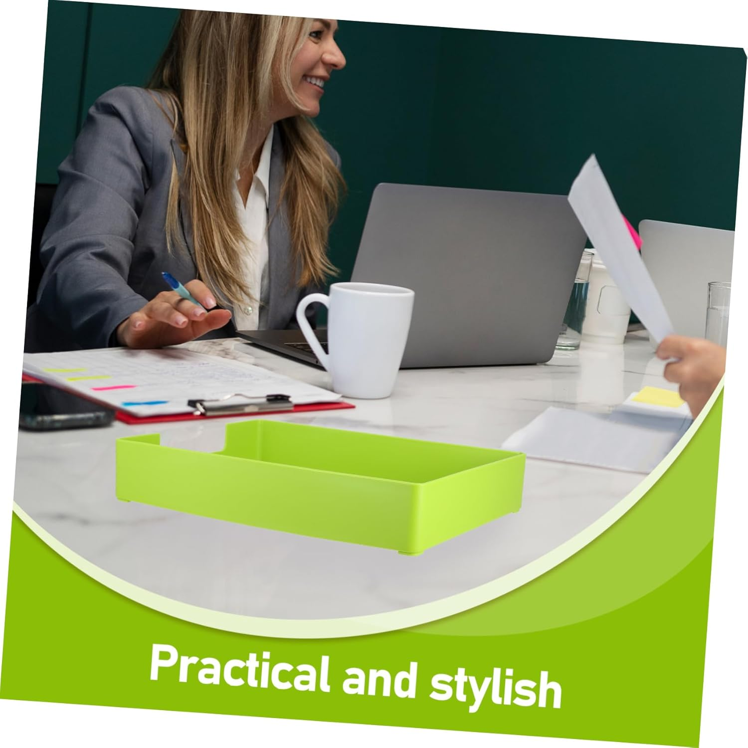 NAMOARLY Document Receipt Storage Box Desktop Document Holder Desk Organiser Office Stationery Products Desk Organizer Tray image number 6