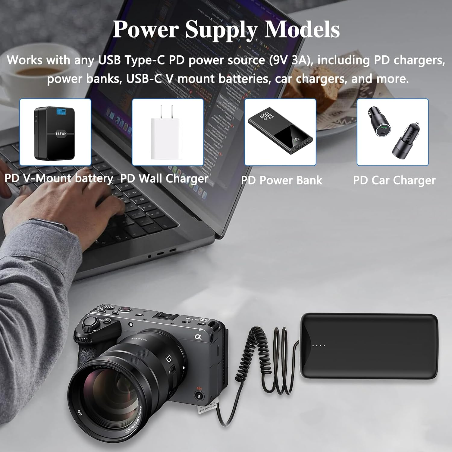 Tectra USB-C to NP-FZ100 Dummy Battery, Continuous Power Supply for Sony ZV-E1, A7 III, A7 IV, A7S III, A7R III, A7R IV, A7R V, A7C,A1, A9, A9 II, A6600, A6700, FX3, FX30 Cameras image number 4