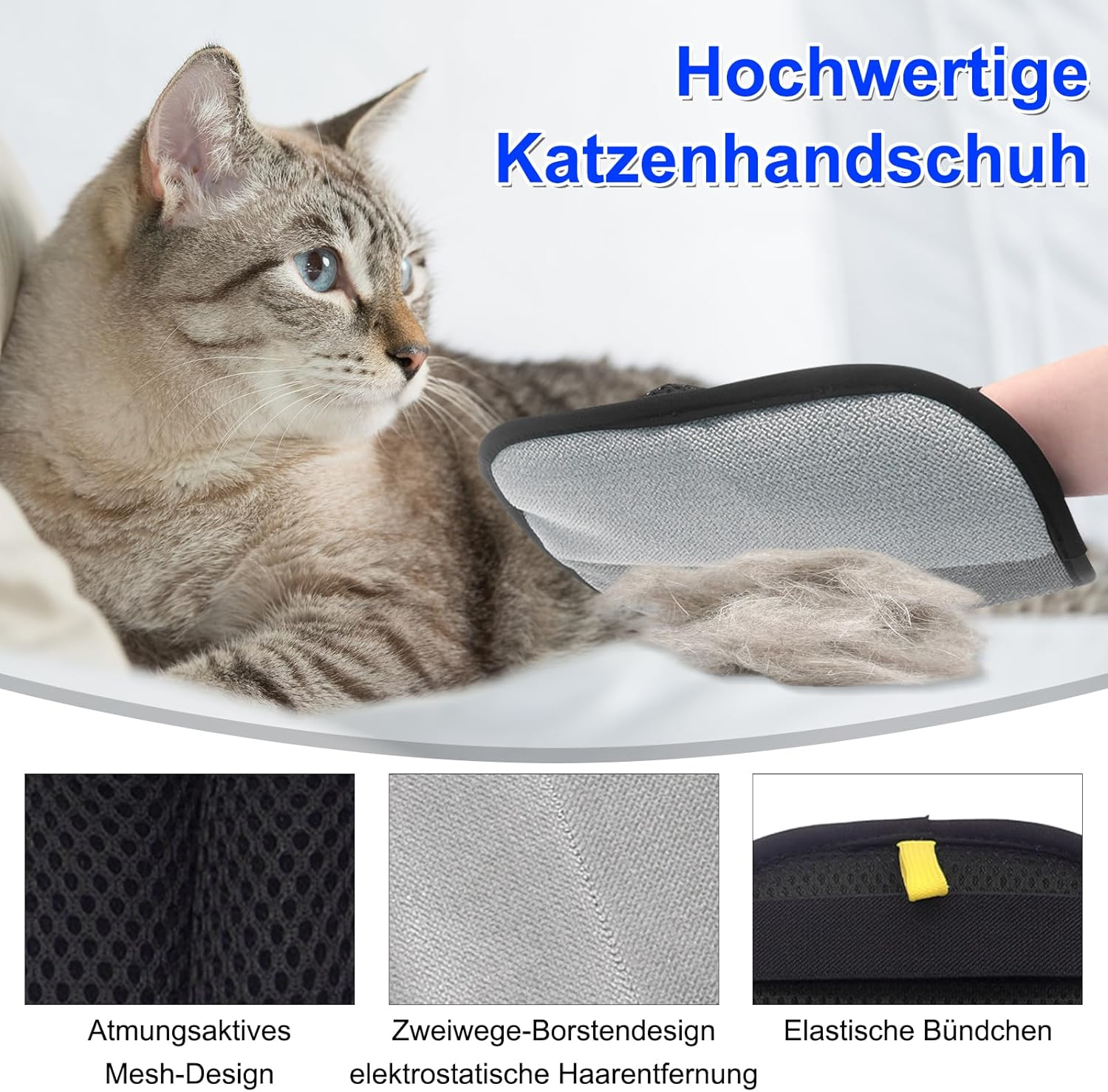 CEWROM Fur Magnet Gloves, Reusable, Pack of 2 Upgrade Pet Hair Removal Gloves for Cats and Dogs, Safe Two-Way Electrostatic Technology, Five Finger Non-Slip image number 5