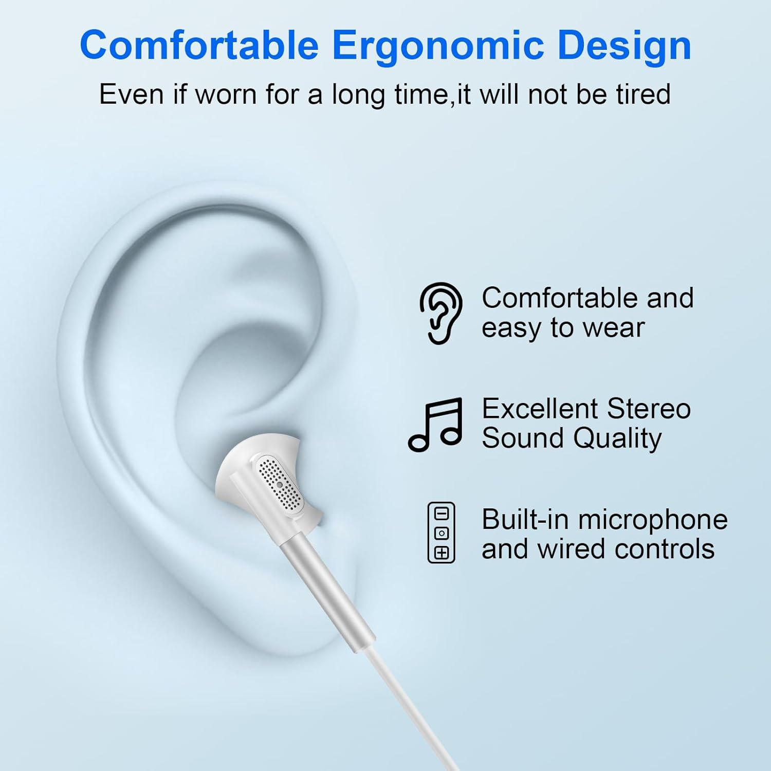 USB C Noise Canceling Earbuds with Microphone & Volume Control Earphones for Iphone 16 Pro Max/16, Type C Wired Earbud Semi in Ear Headphones for Samsung Galaxy S25 Ultra S24 FE S23 A56 Z Fold 7 image number 2