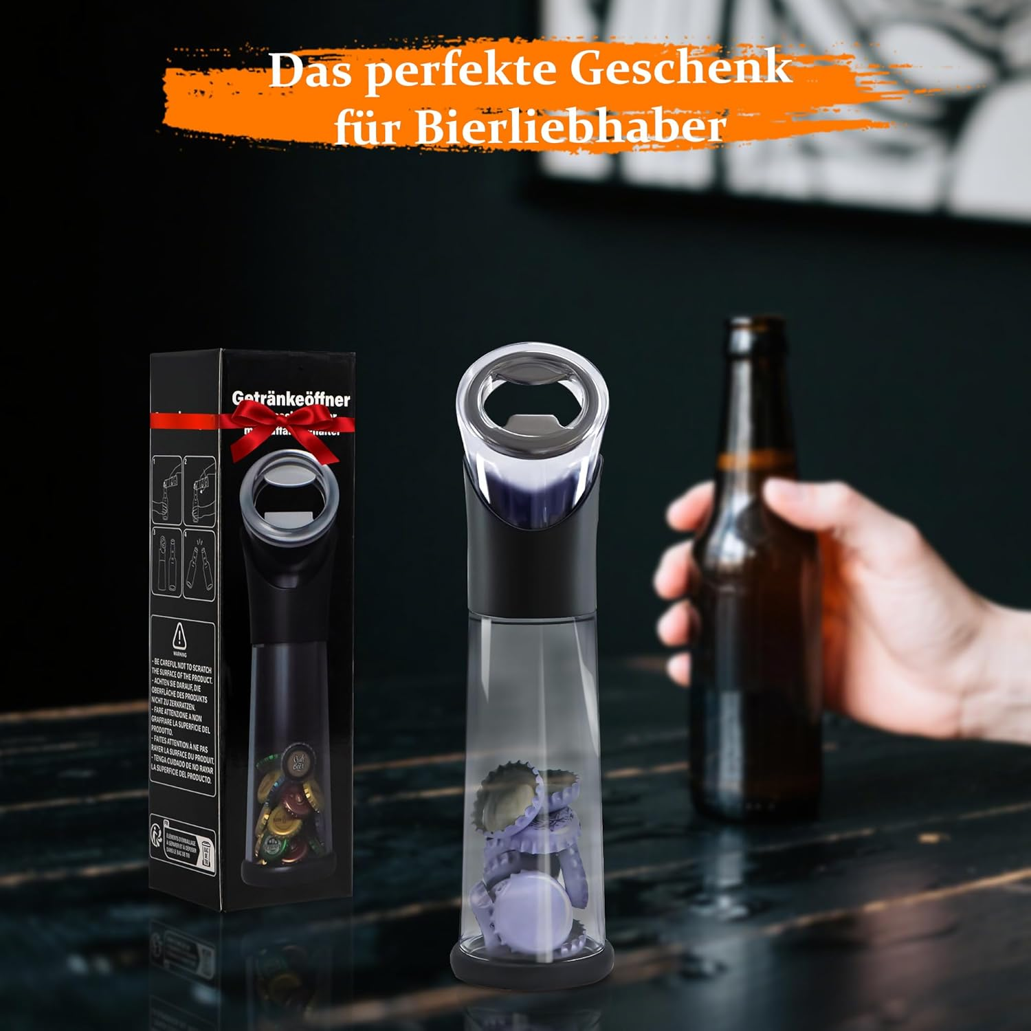 Bottle Opener with Collection Container, Gifts for Men Beer Opener Funny Beer Bottle Opener Beer Gift, Bottle Cap Collector for Beer Bar Kitchen Outdoor image number 2