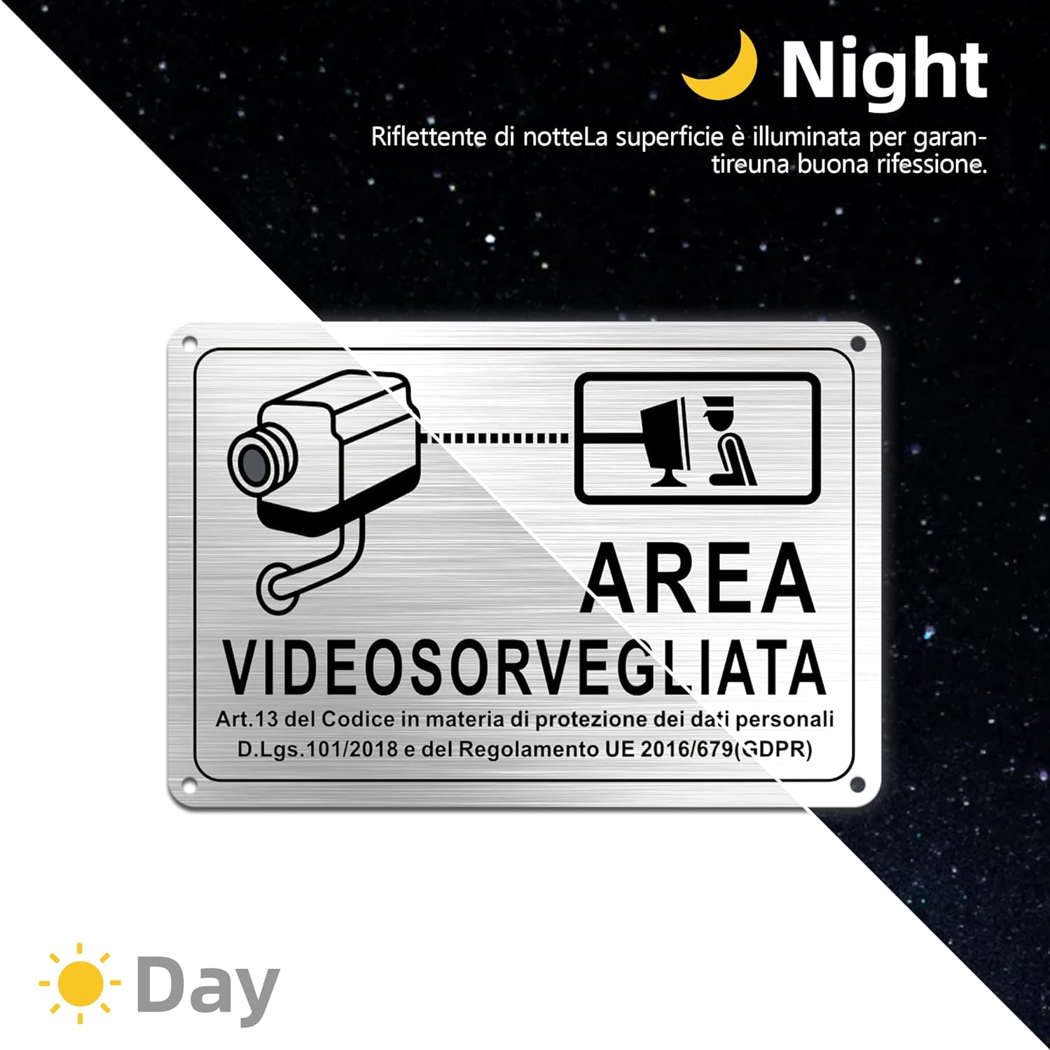 TAKULA Kit 2 Security Signs 22 X 15 Cm - Video Surveillance Camera with Sign House CCTV and Folder Video Surveillance Area Made of Satin Aluminium Rustproof image number 7