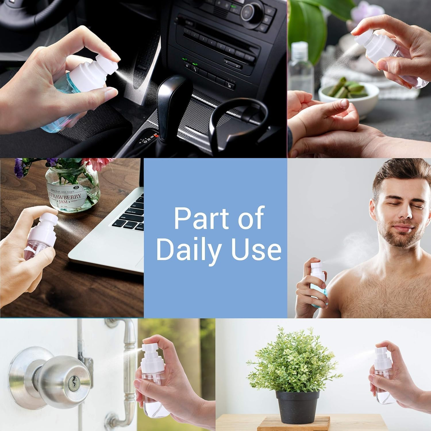 Pack of 2 Leak-Proof Travel Spray Bottles, Small Size 60Ml, Fine Mist Spray Bottle for Hair and Face - Mini, Portable and Refillable image number 2