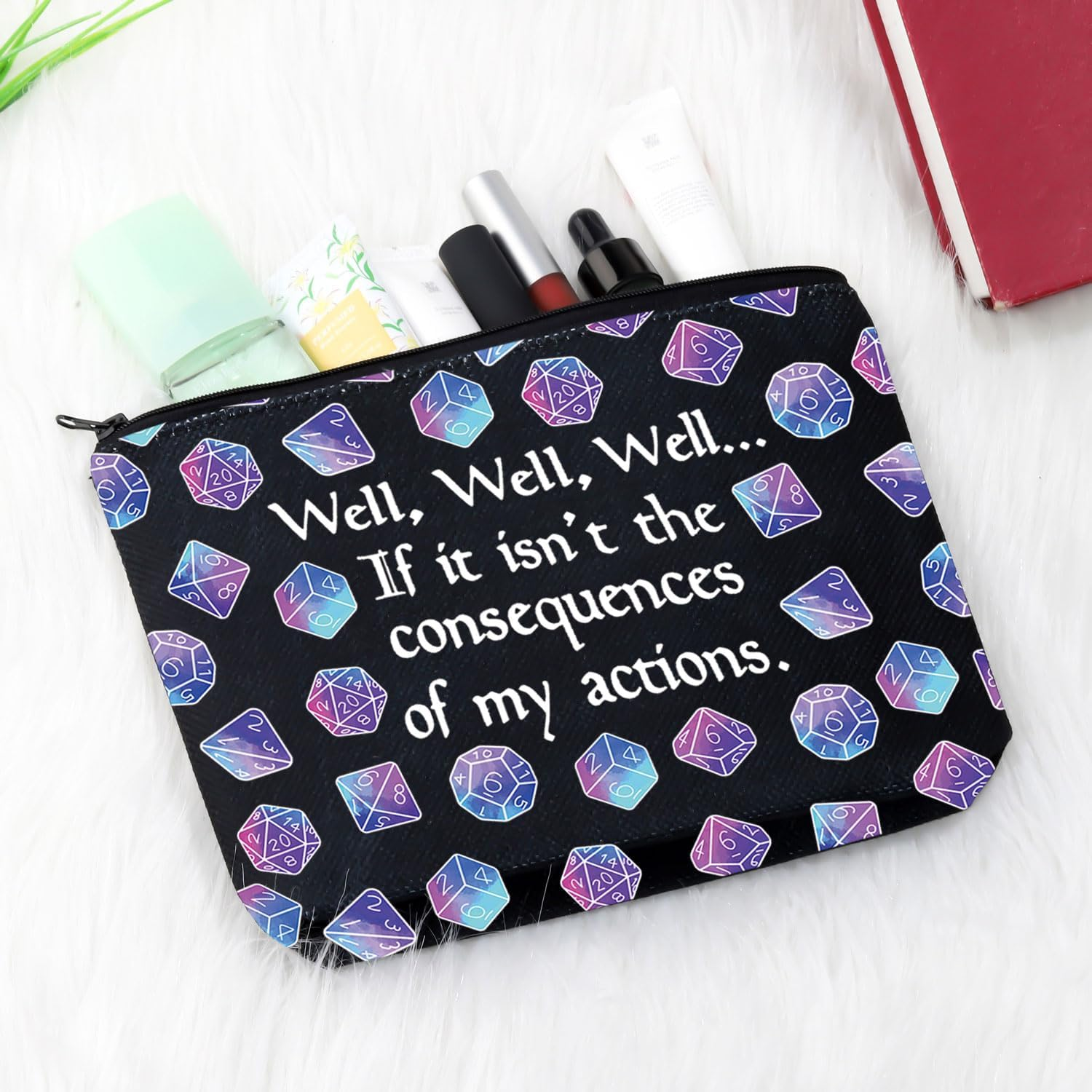 D D Gift Role Playing Games Gift D20 Dice Pouch D D Accessory Pouch Bag DM Games Makeup Bag for RPG Gamer