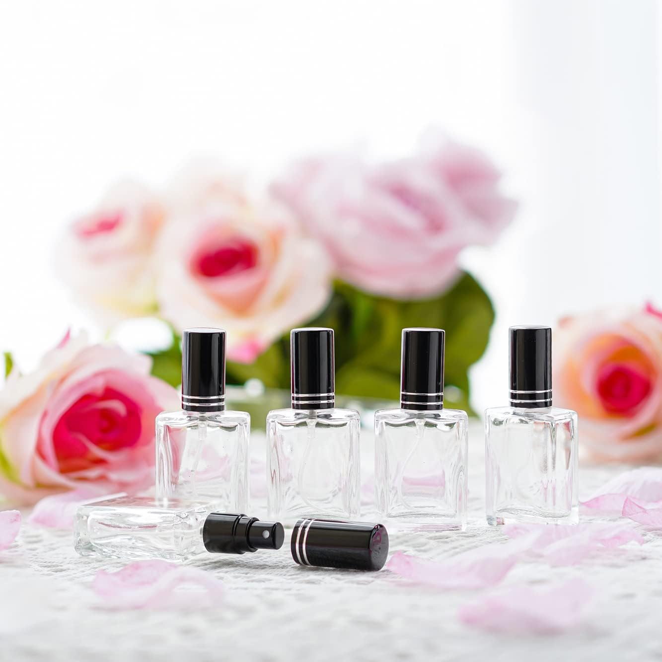 YU FENG 12Pcs Clear Refillable Perfume Bottle 15Ml Portable Square Empty Glass Perfume Atomizer Bottle for Travel image number 4