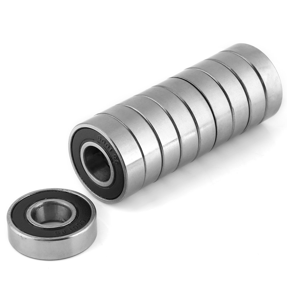 10 Pcs Multi-Use Rubber Sealed Deep Groove 6001-2RS Mini Ball Bearings(12X28X8Mm)