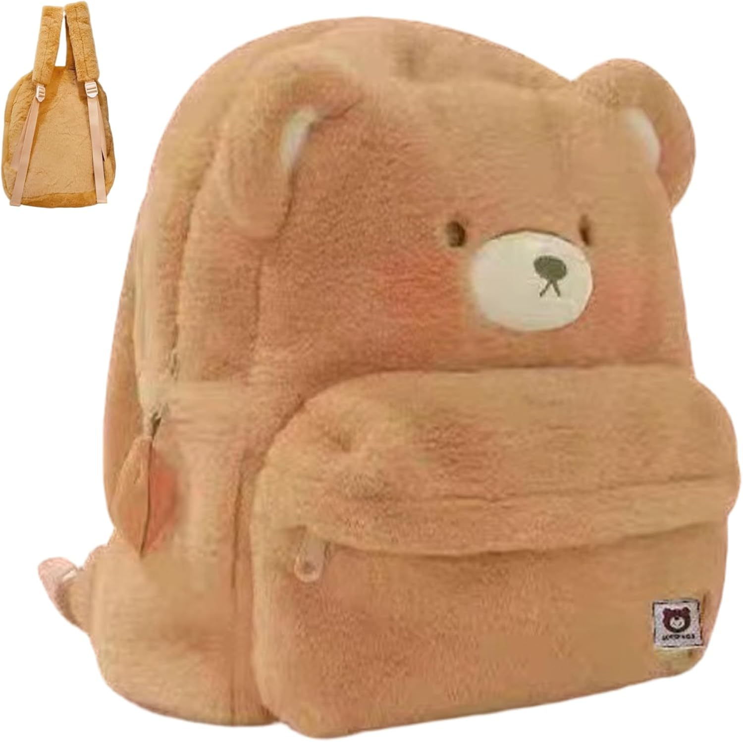Plush Backpack Large Capacity Cute Bear Backpack Use for School Office Travel image number 3