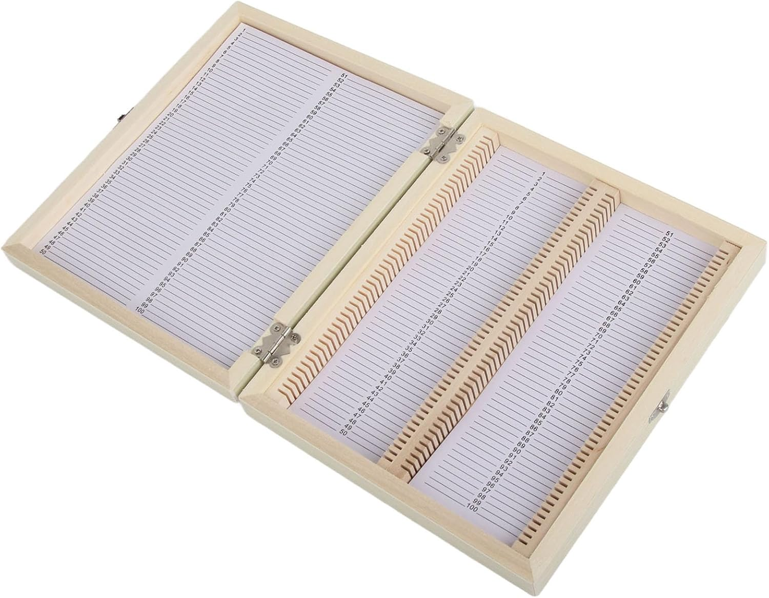 Professional Biology Microscope Slide Set, 100 Pieces Prepared Glass Specimens with Wooden Storage Box Case image number 2