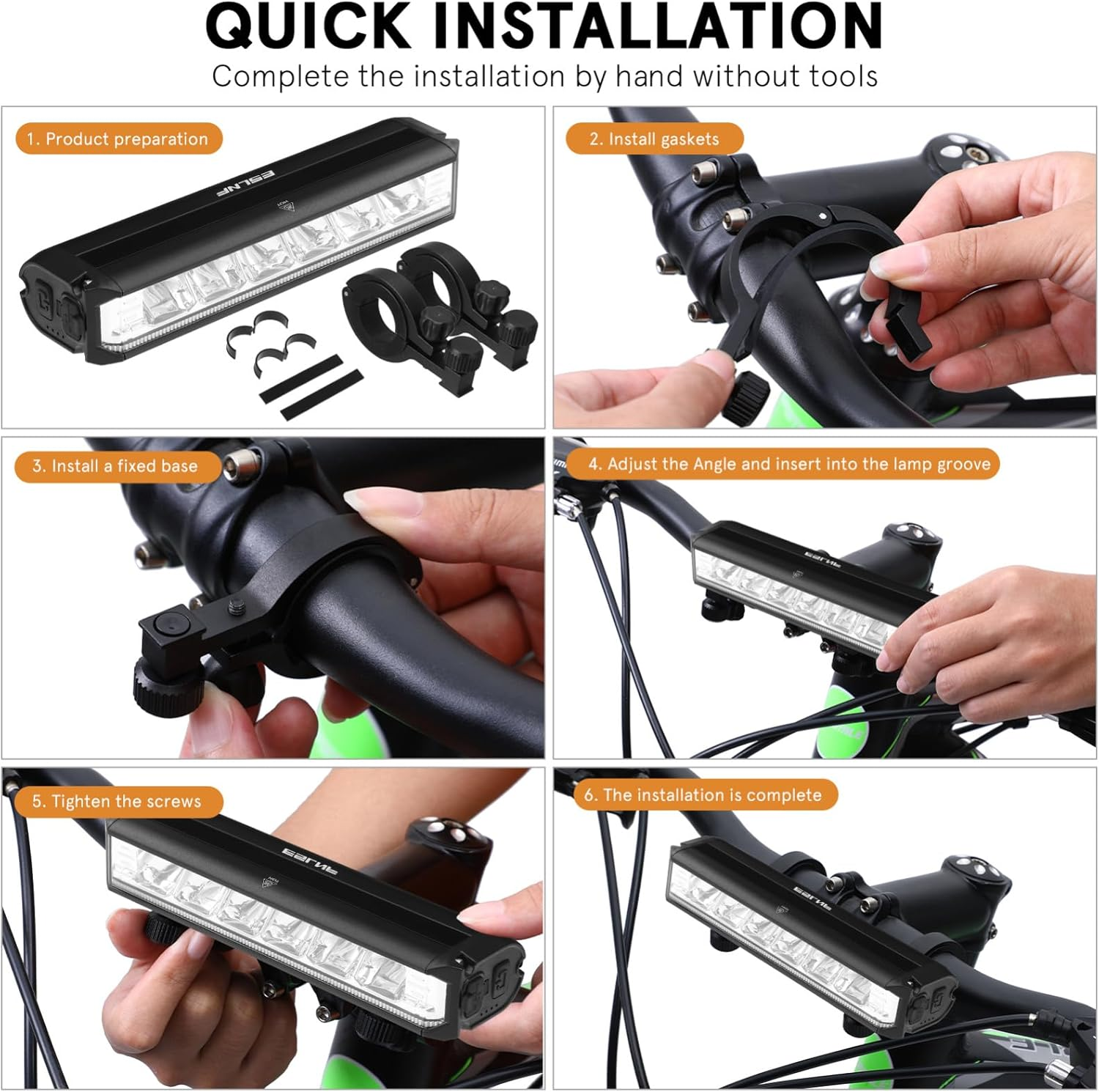 Mipcase Bike Light Bar: Rechargeable Bicycle Headlight Led Outdoor Floodlight Flashlight Bike Taillight, Bright Bike Light for Night Riding image number 5