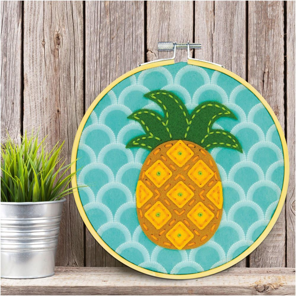 Dimensions Needle Craft Pineapple Wool Felt Applique Embroidery Craft Kit, 6'' - Fox image number 5