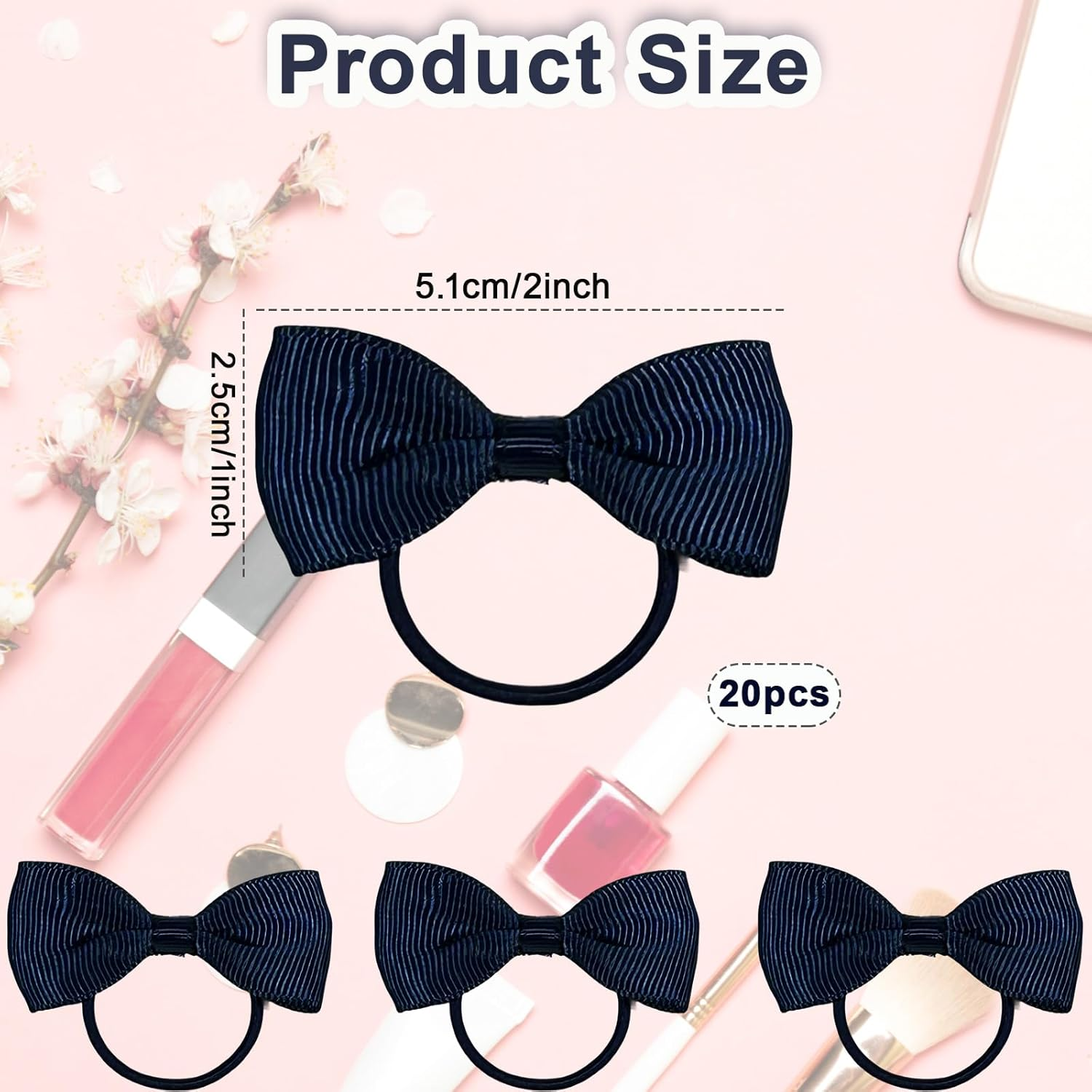 Bliceon 20 Pcs Navy Blue Hair Accessories Set - Girls' Bobbles, Bows, School Bands, Navy Blue Ribbon Headbands, Clips, Elastic Hairbands, and Braids - for Kids and Women image number 1