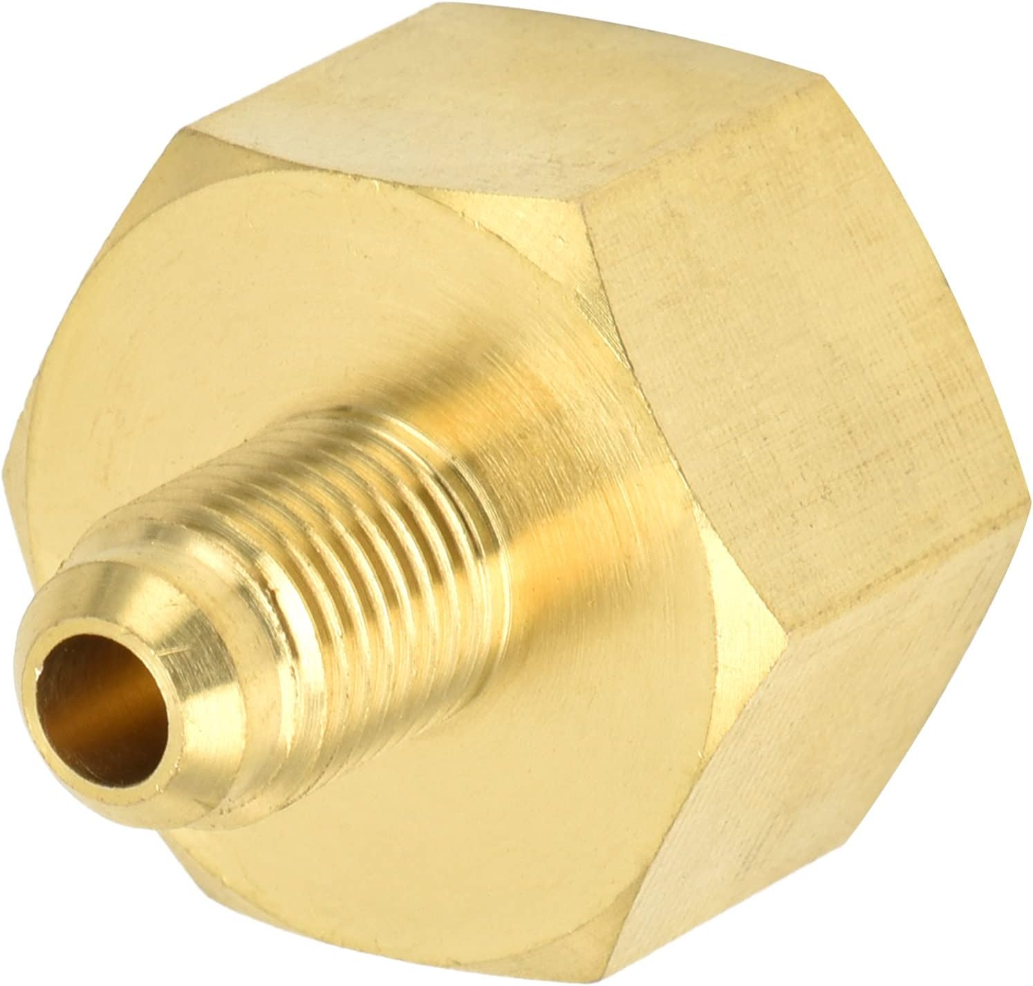 W21 1/4 SAE Air Conditioning Refrigerant Adapter Brass for R32 R134A R407A R404A R422D R507 R417A R437A R407F 21Mm outside Thread for AC and Refrigeration Systems