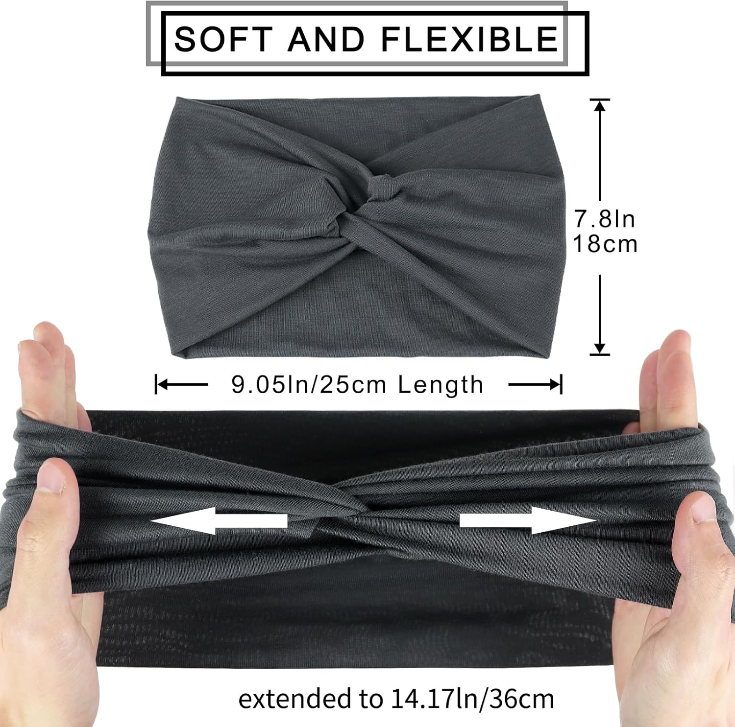 BELEVO Wide Headbands for Women'S Hair, Stretchy Headband 7'' Head Bands Adult Women Knotted Head Band Elastic Hairbands Fashion Accessories for Women 4 Pcs image number 2