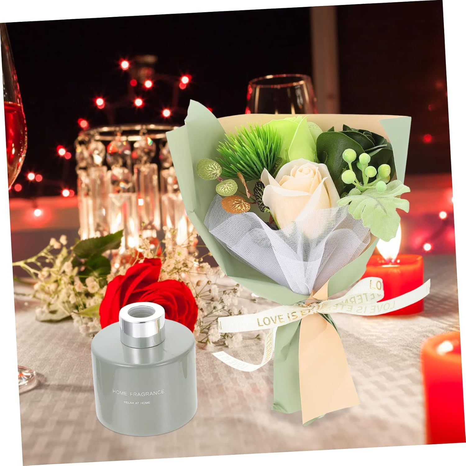 WOONEKY 1Set Artificial Soap Flower for Thanksgiving Day and Valentine'S Day Elegant Aromatherapy Present High Packaging for Home Decoration and Romantic Surprises image number 6