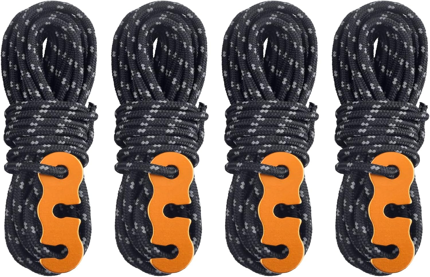 TRIWONDER Reflective Guyline, Tent Cord Nylon Paracord Rope with Guyline Adjuster for Camping Tent, Outdoor Packaging (Black - 8 Pack)