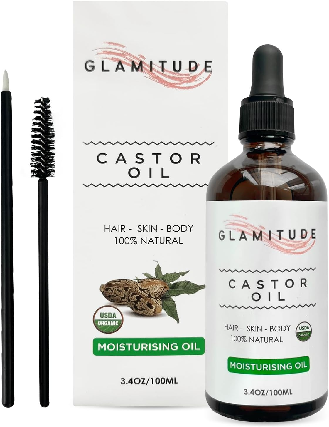 Organic Castor Oil Hexane Free - Pure Cold Pressed | Hair & Lash Serum Hair Growth Serum Castor Oil Pack | Cuticle & Body Curly Hair Products | Pure Caster Eyelash Serum Beard Hair Growth | Hair Growth & Massage | Eyelash and Cuticle Kit 5 Pairs | 100Ml image number 6