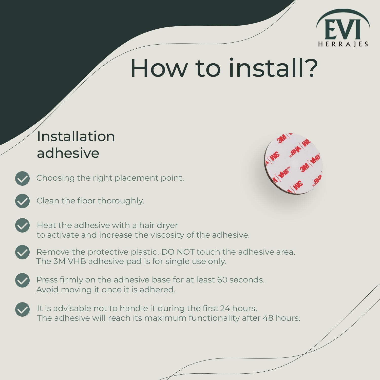 EVI Herrajes | Brass Door Stopper | &Oslash;35X13Mm | Floor Mounted | Adhesive Installation | White Protection | Great Adherence | Mod I-203-BLMT