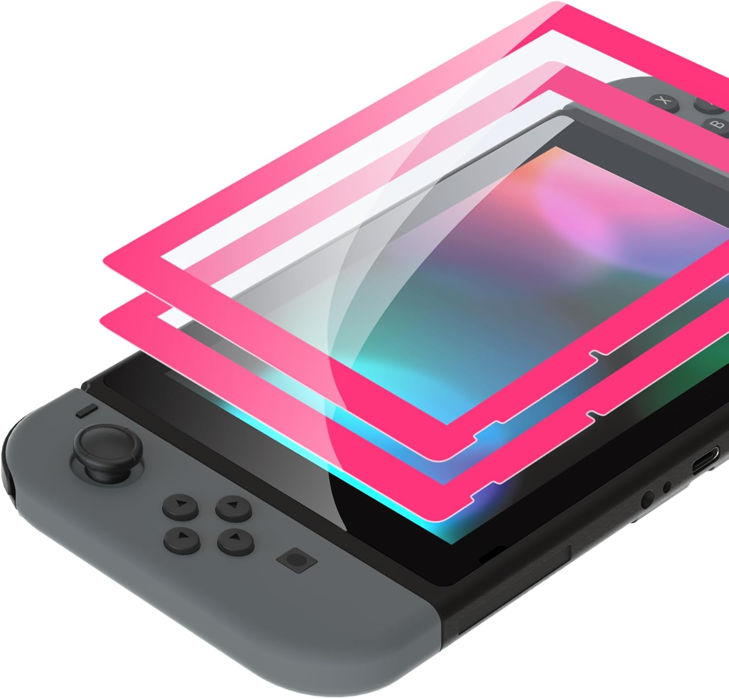 Extremerate 2 Pack Transparent Clear Border Transparent HD Clear Saver Protector Film, Tempered Glass Screen Protector for Nintendo Switch [Anti-Scratch, Anti-Fingerprint, Shatterproof, Bubble-Free]