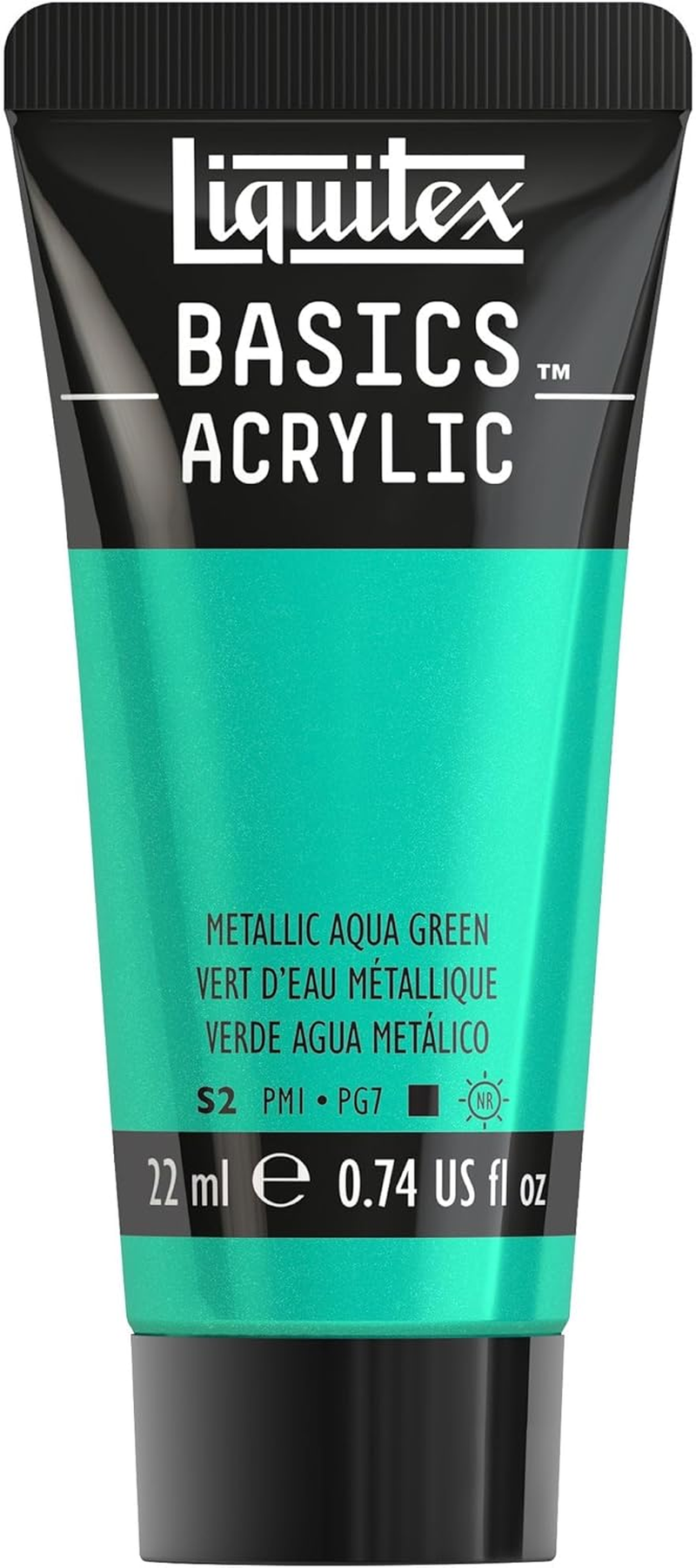 Liquitex 1058339 Basics Acrylic Paint 22 Ml - Metallic Aqua Green - Artist Acrylic Paint, Highly Pigmented, Lightfast, Medium Viscosity, Silk Gloss, Opaque - Ideal for Canvas, Wood & Paper