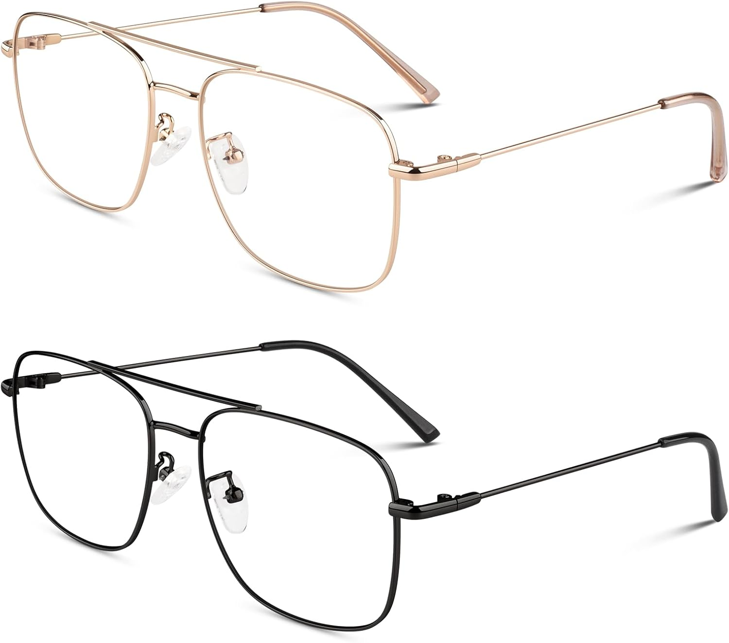 LINVO Fake Glasses Non  Clear Lens Metal Frame Fashion Eyewear for Women Men