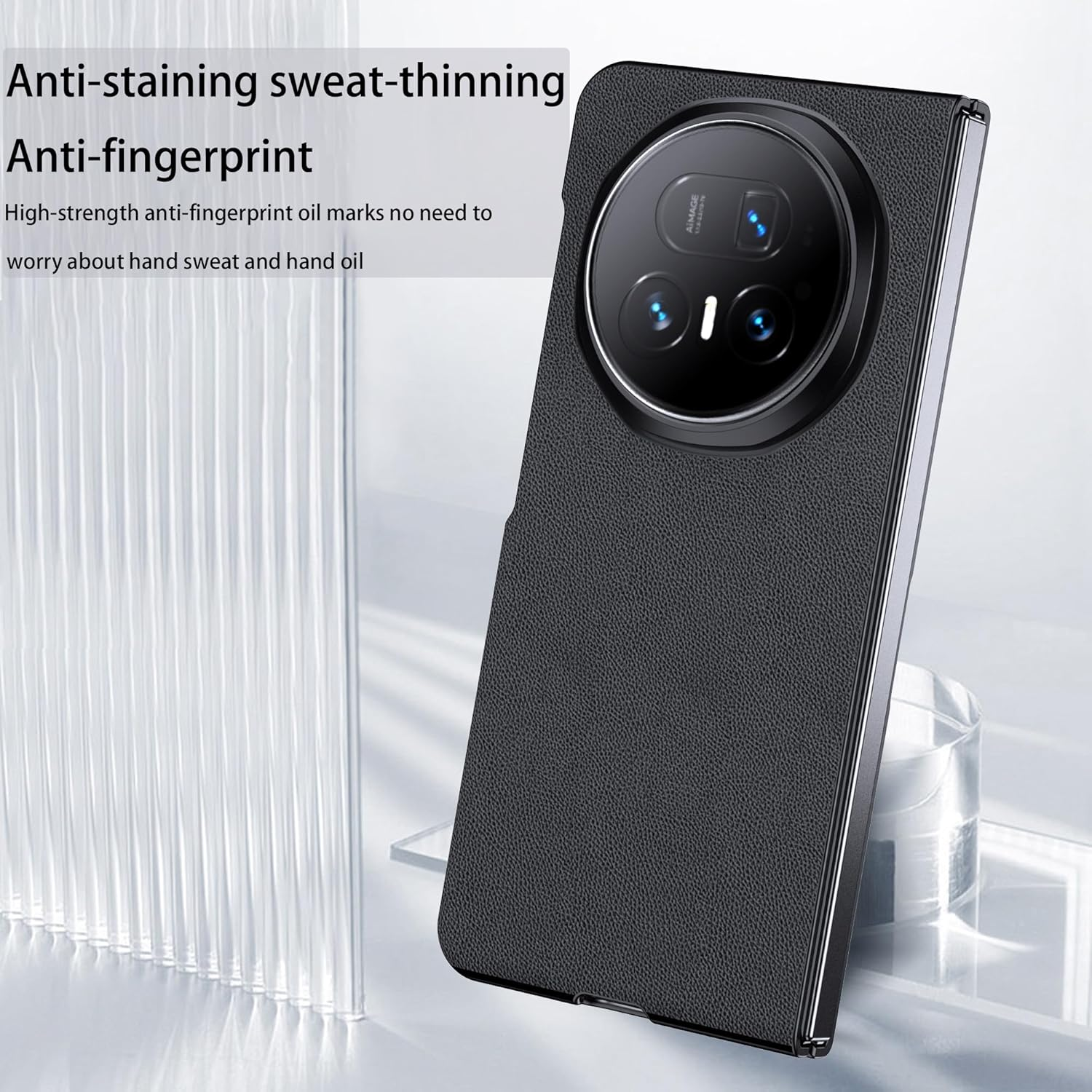 Rojeuinn Case for Honor Magic V5 5G, High-Quality Liquid Silicone Material, Full Cover Mobile Phone Case, Shockproof, Scratch-Resistant, Anti-Fingerprints, Durable - Black image number 2