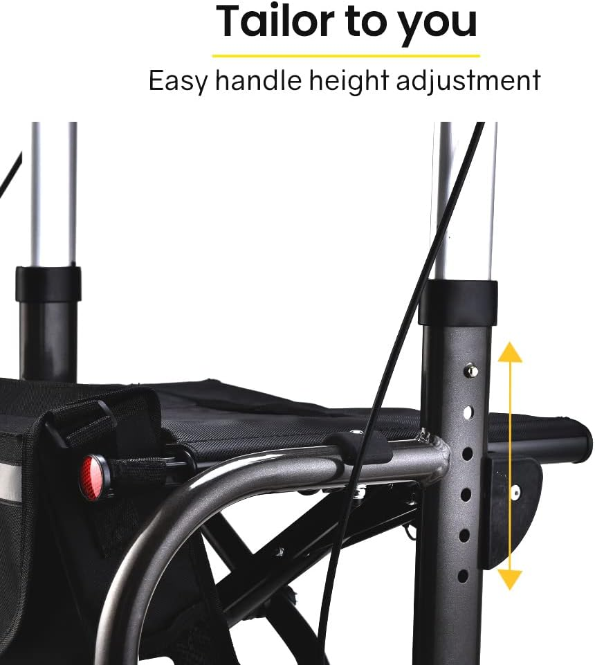 "Equipmed 2In1 Mobility Wheelchair & Rollator Walking Frame, Aluminium Foldable Walker Aid with Detachable Bag in Titanium Colour" image number 5