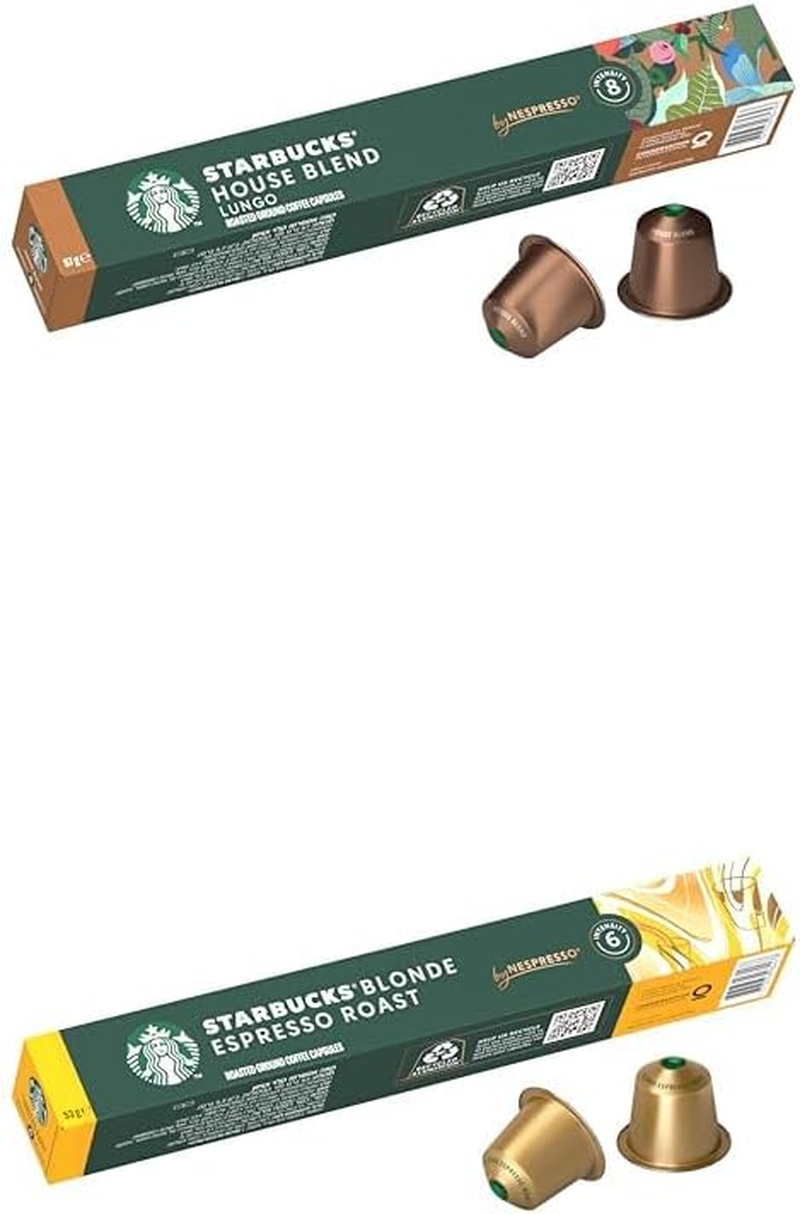 STARBUCKS by NESPRESSO Coffee Pods Bundle - 1X House Blend & 1X Blonde Espresso Roast, 10 Capsules Each